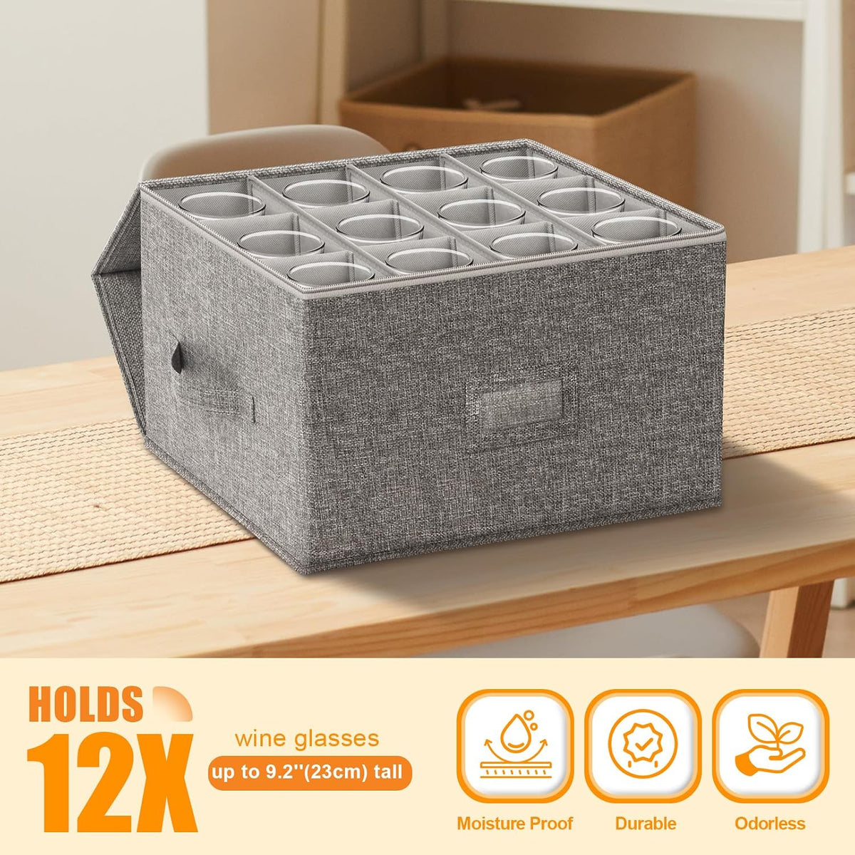 Kukikan Wine Glass Storage Holder, Hard Shell, 2 Pack for 24 Glassware