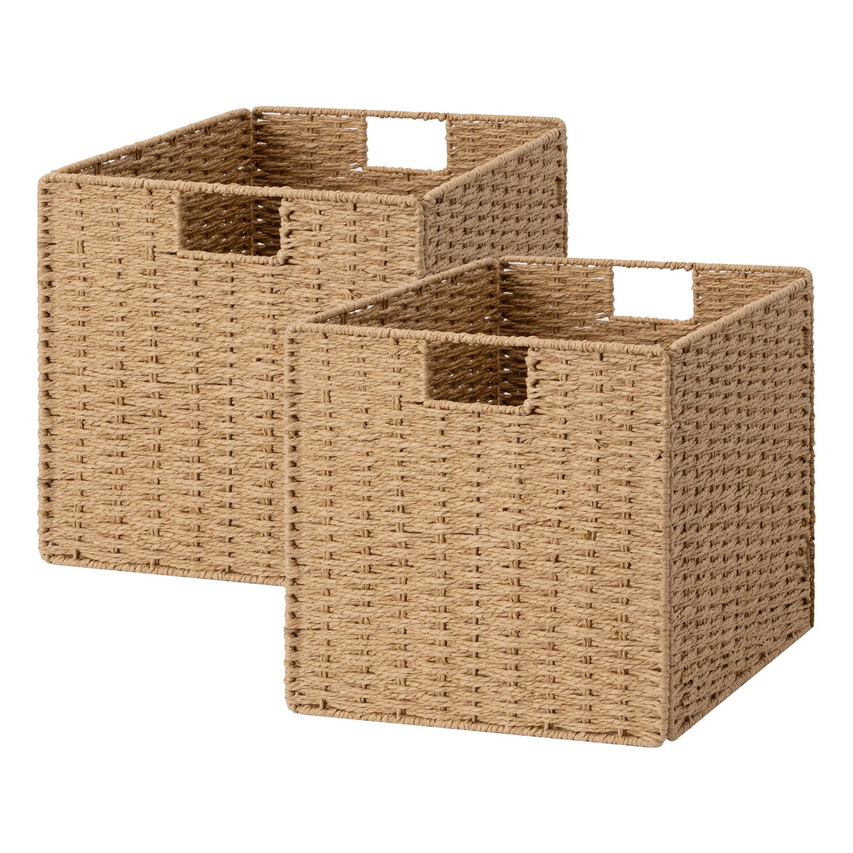 StorageWorks 9 inch Wicker Baskets for Storage, Square Baskets, Natural