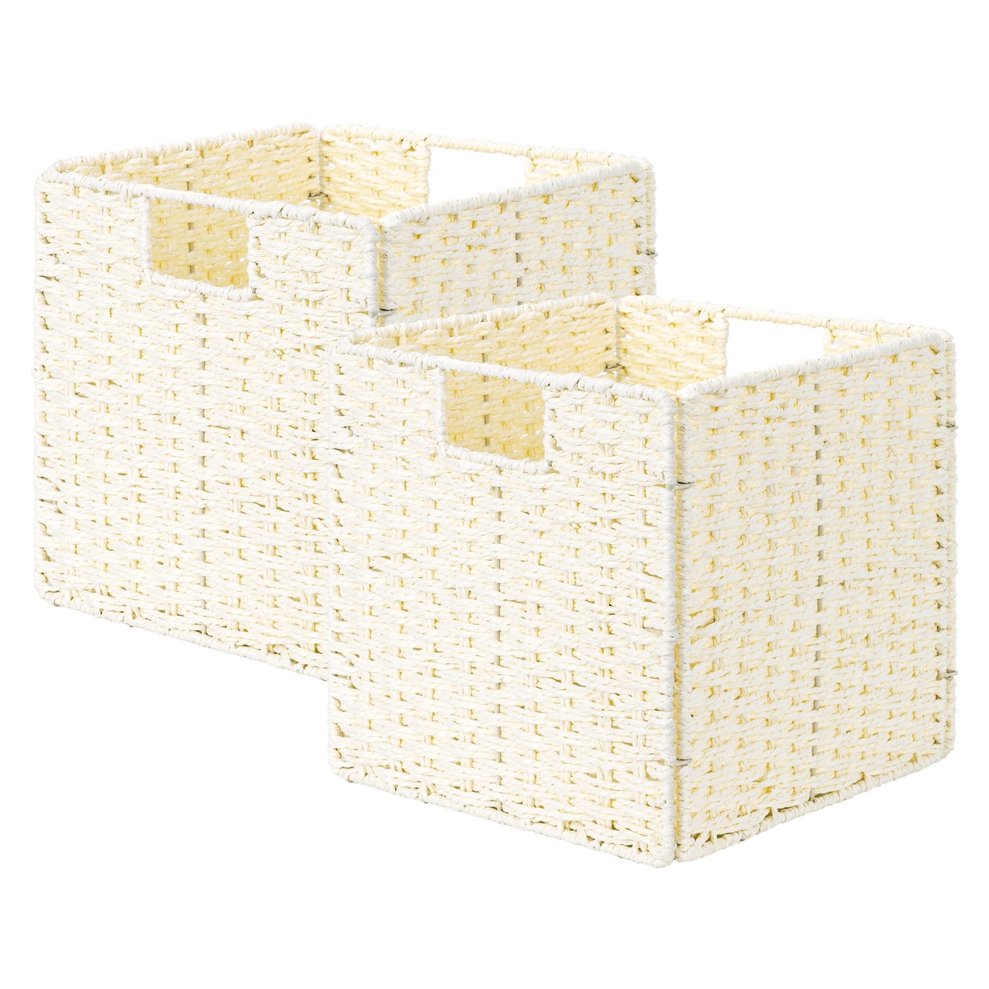 StorageWorks 9 inch Wicker Baskets for Storage, Square Baskets, Natural