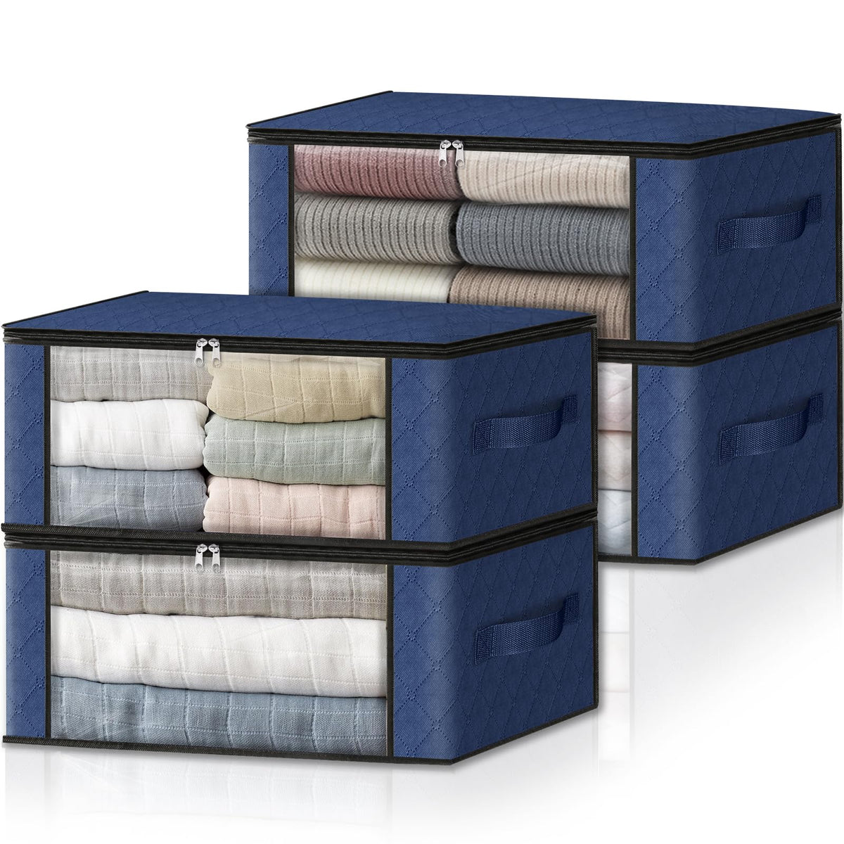 HomeHacks 3-Pack Clothes Organizer Storage Bags, 35L Storage Bins, Gray