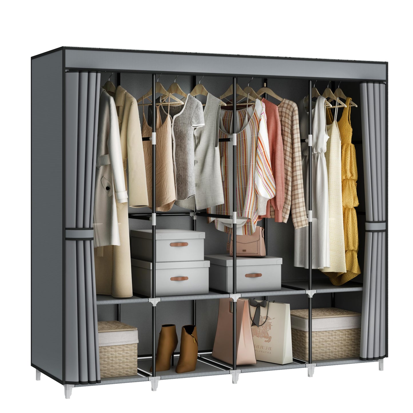 67" Portable Wardrobe Closet for Hanging Clothes Large Capacity for Bedroom