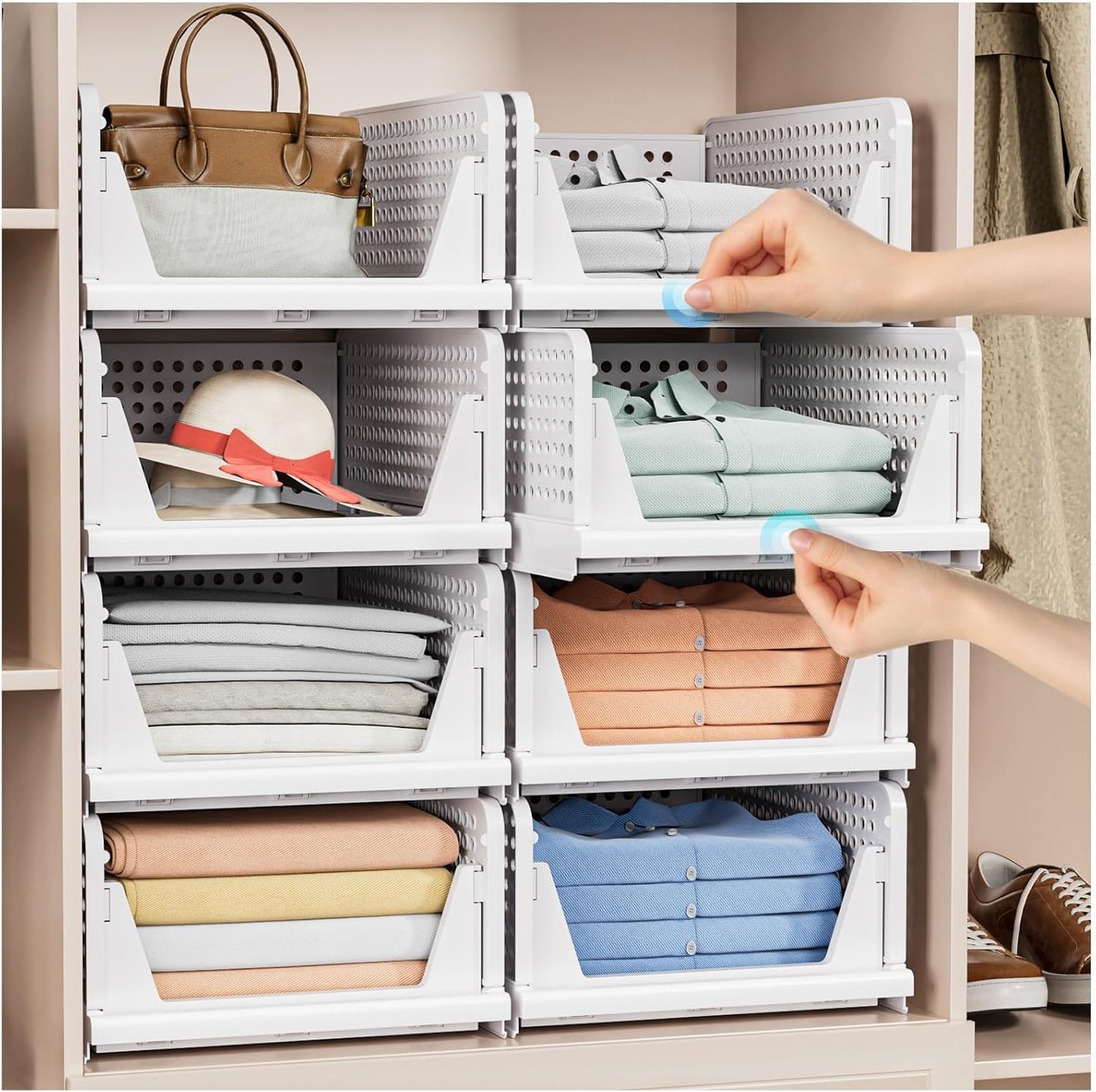 caktraie 5 Pack Stackable Closet Storage Basket - Stackable Storage Bins