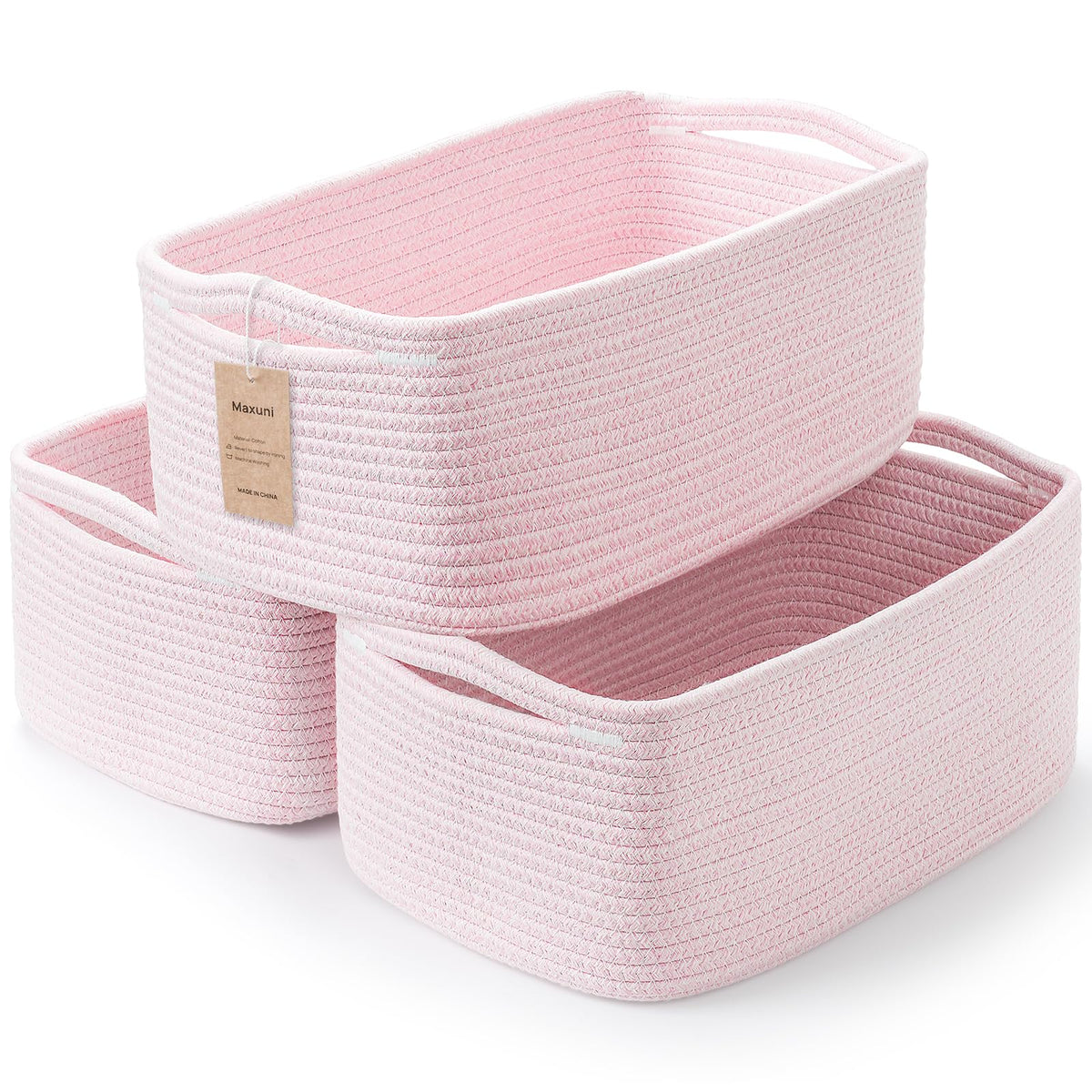 3 Pack Small Storage Baskets for Organizing, 11.8×7.8×5.1", Mixed Brown