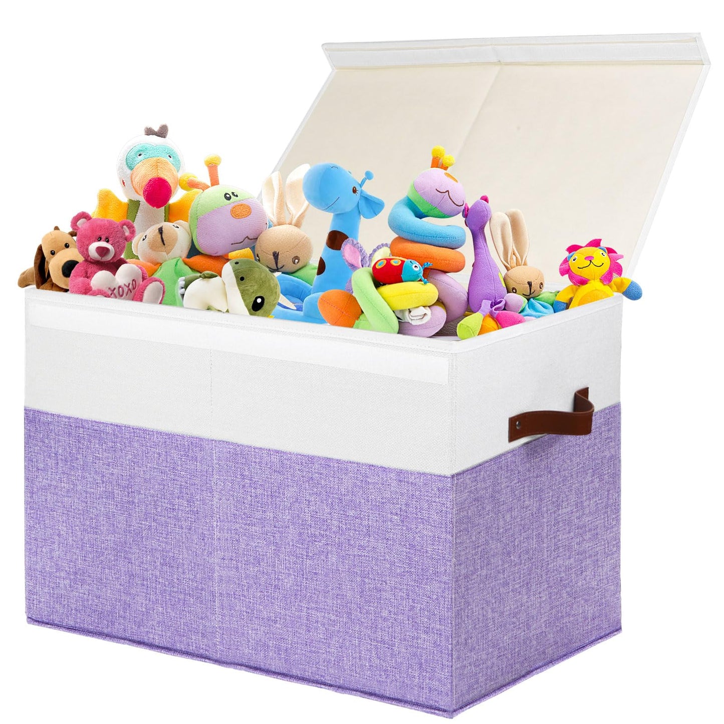 Large Toy Storage Box with Lid, Toy Chest Bin Boxes Basket with Dividers