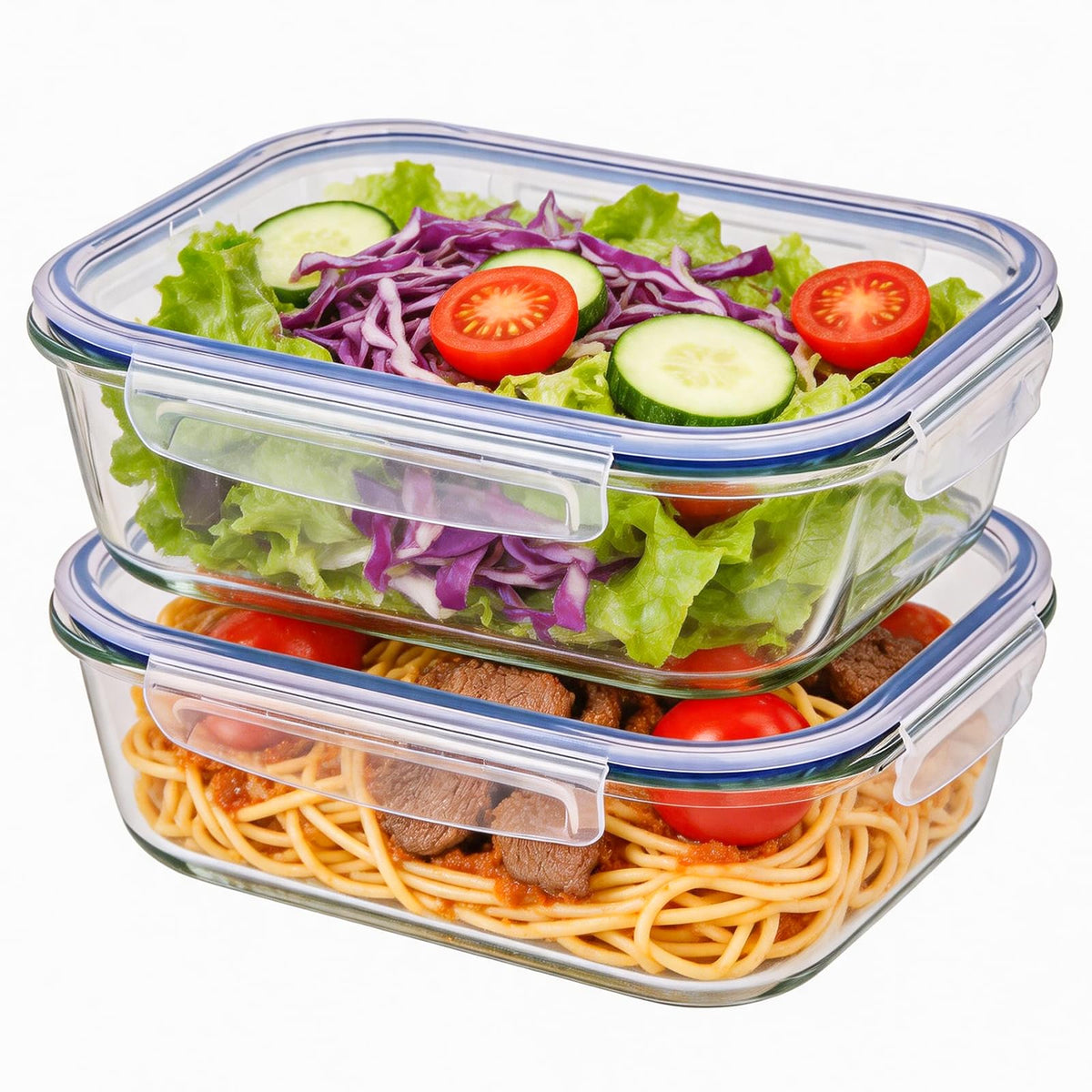Liuruiyu Glass Food Storage Containers with Lids, 8 Pack Meal Prep Containers, Airtight Bento Boxes with Leak Proof Locking for Microwave, Oven, Freezer and Dishwasher, BPA Free（5oz to 36oz）