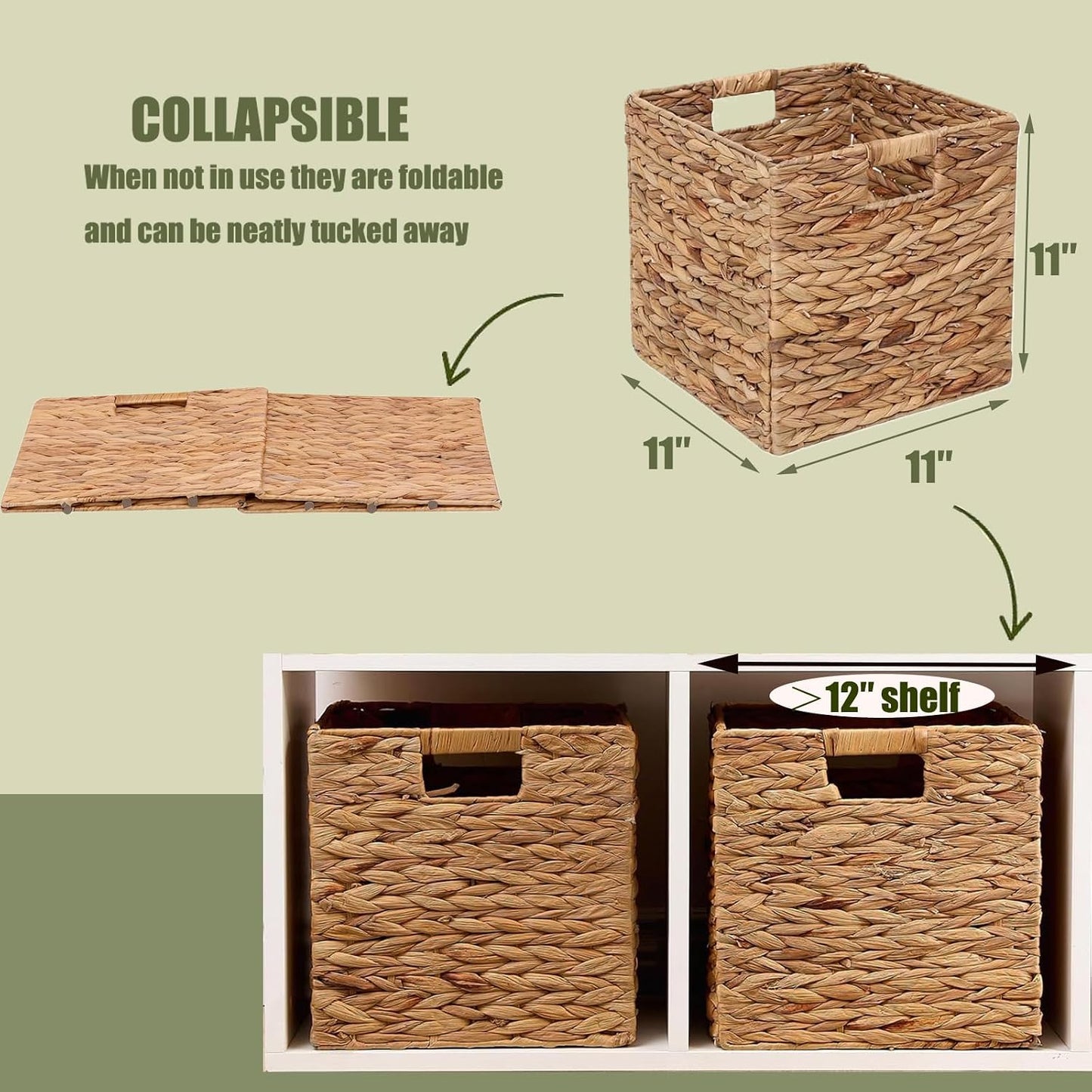 11x11in Storage Baskets 4 Pcs Storage Bins for Shelves,Laundry Organizers
