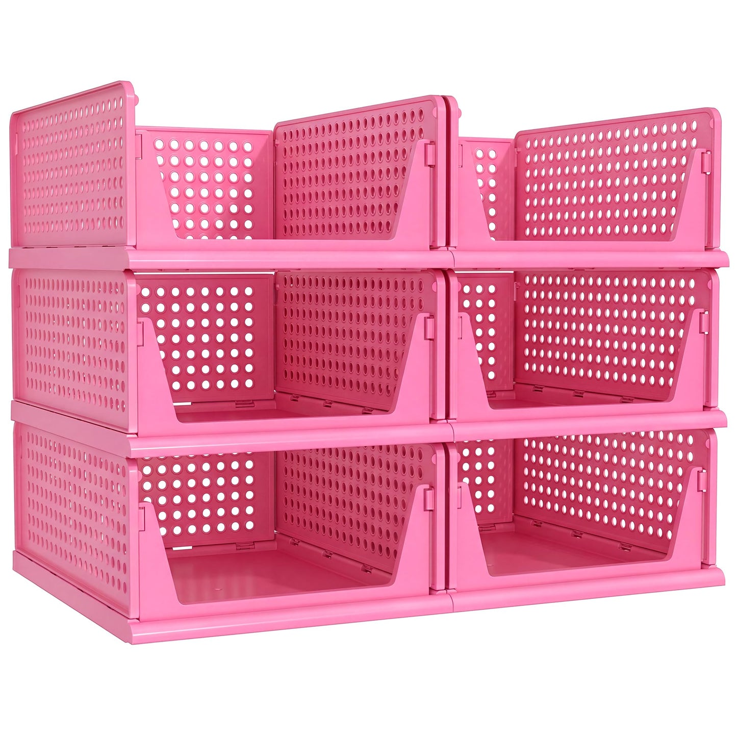 Pinkpum 6 Pack Closet Organizer Storage Bins Stackable Plastic Drawer Shelf