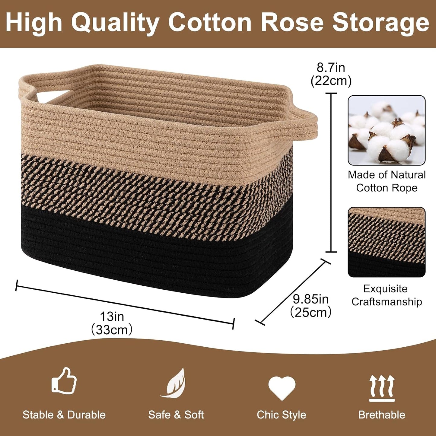 OIASKET Storage Basket for Organizing 3 Pack, Woven Baskets for Storage