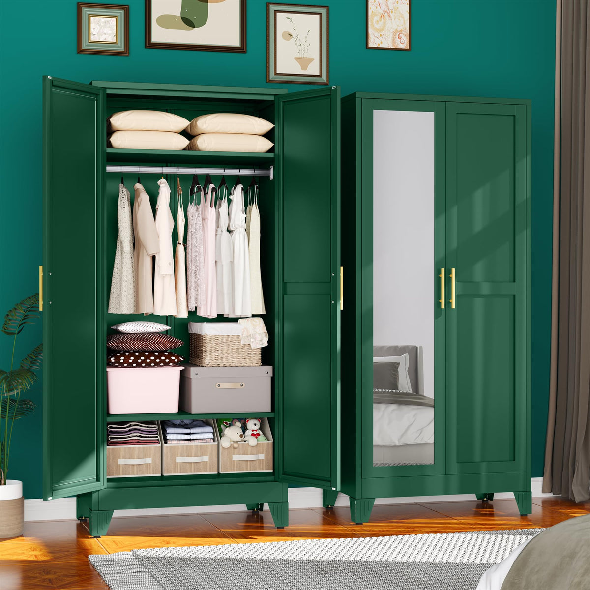 erosoei Metal Armoire Wardrobe Closet, 71 "Metal Clothing Storage Cabinet