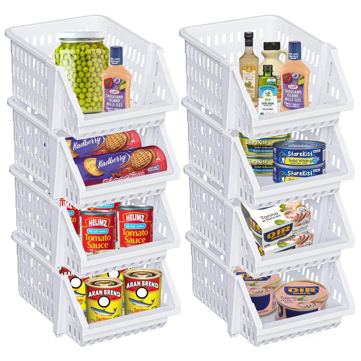 Skywin Stackable Storage Bins Open Front for Pantry Storage, 4 Pack - Multi