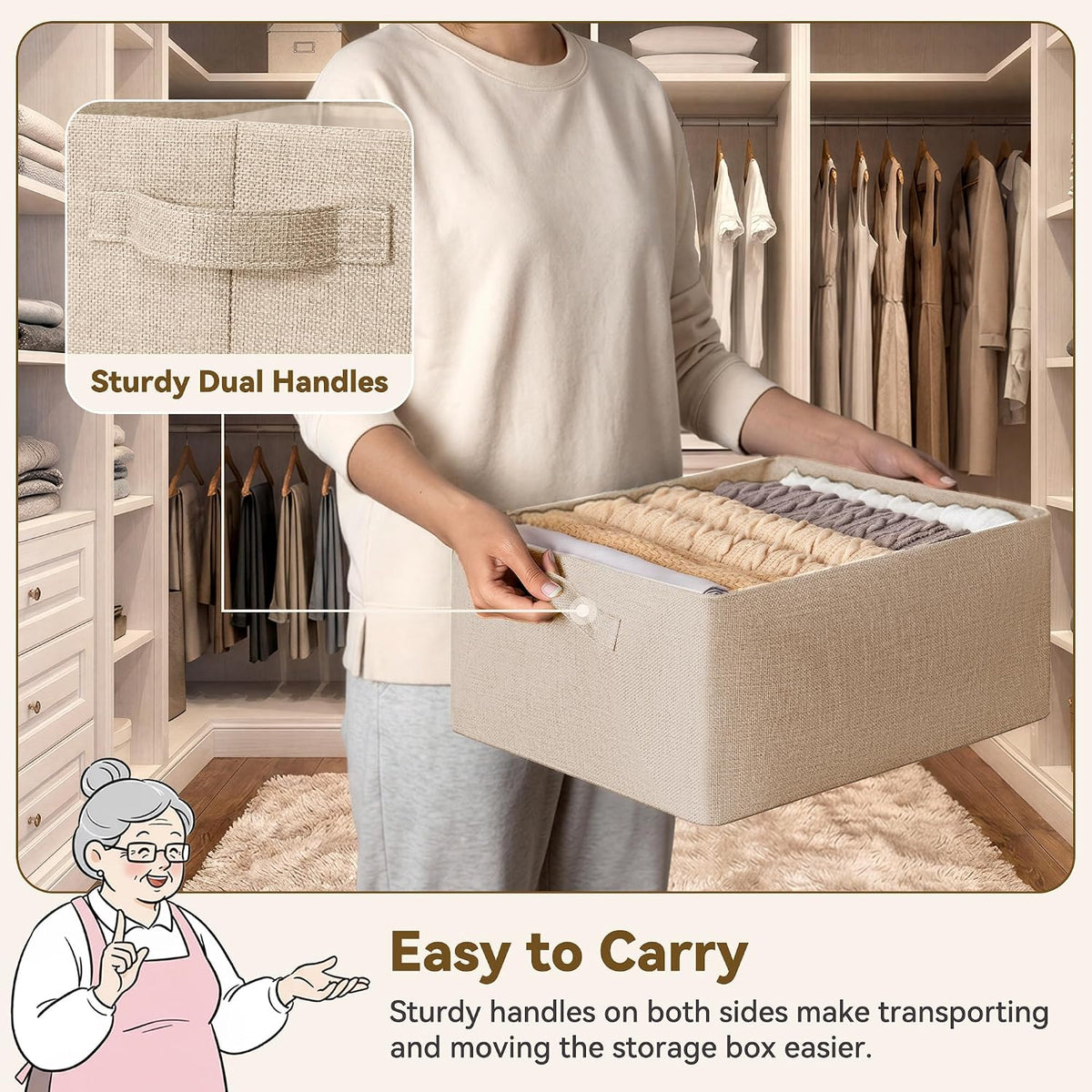 GRANNY SAYS Storage Basket for Shelves, Storage Bins, Light Taupe, 2-Pack