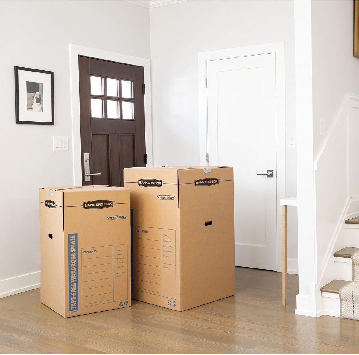 Bankers Box 3-Pack Tall Tape-Free Wardrobe Moving Boxes, 24" x 24" x 40"