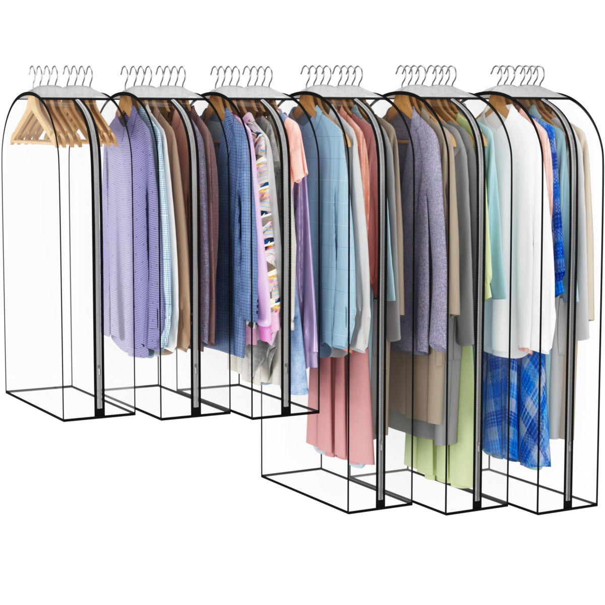 Liuoud Clear Garment Bags for Hanging Clothes 10” Gusseted, 4 Pack, 40”