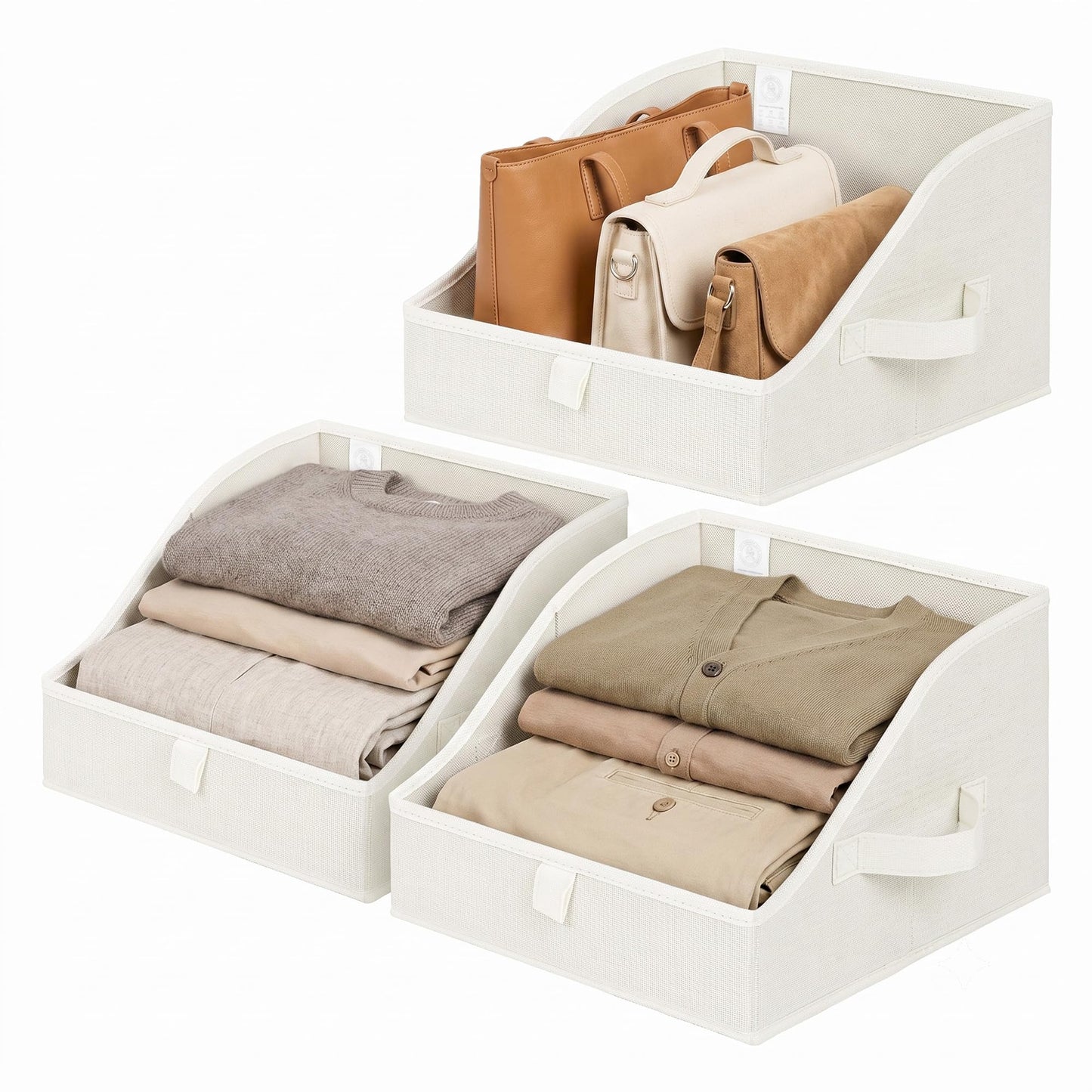GRANNY SAYS Trapezoid Closet Storage Bins, Medium, Black, 3-Pack