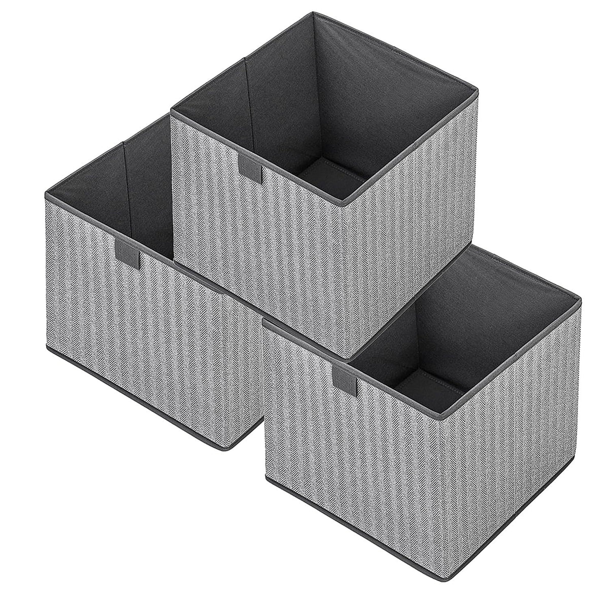 Storage Baskets, 11-Inch Woven Fabric Bins, Storage Cubes with Reinforced Handles, Organizer Bins for Closet Shelves, Foldable, for Toys, Clothes, Natural Beige (2PCS/Beige-11*11*7.8inch)