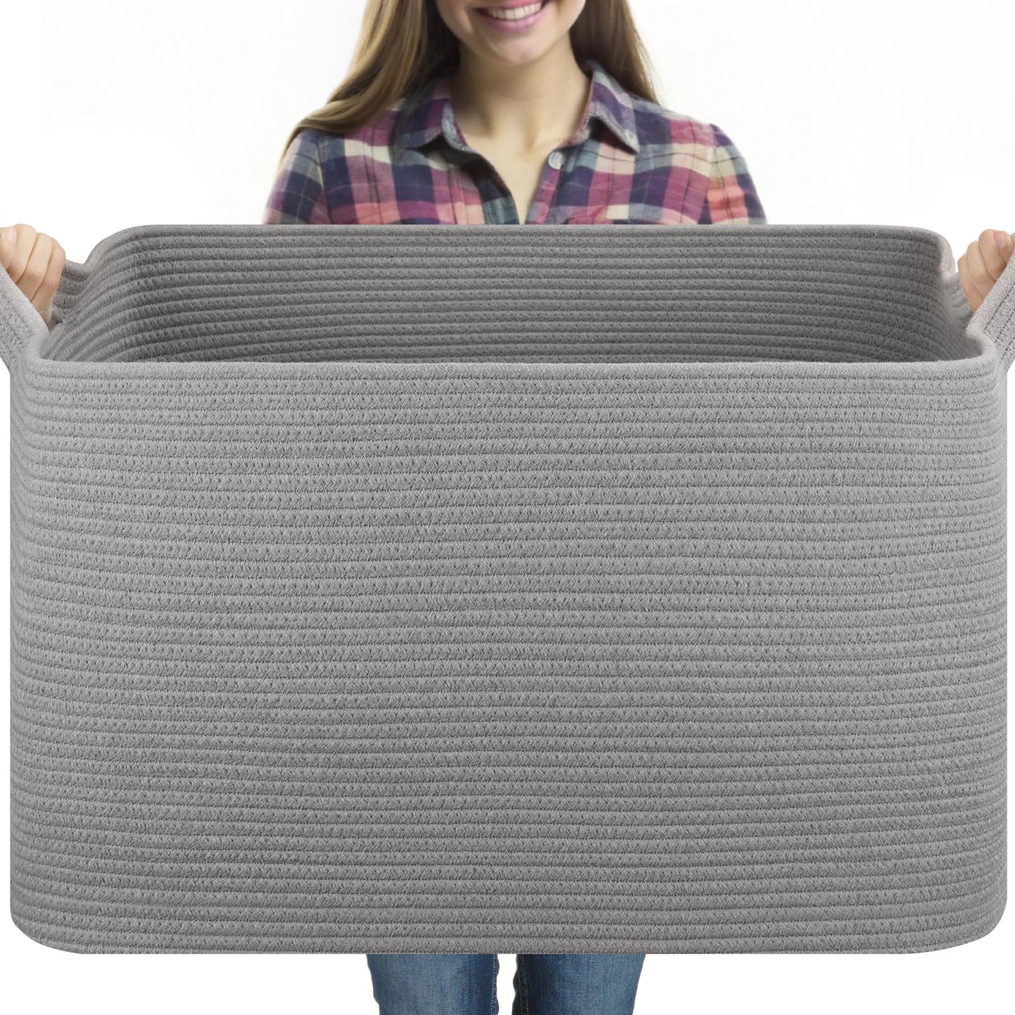 OIASKET 95L Extra Large Blanket Basket, 24" x 16.9" x 14.2" Woven Basket