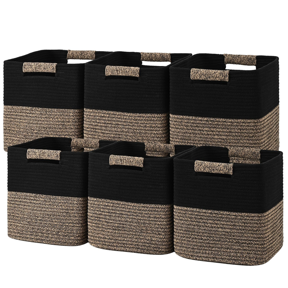 11 Inch Storage Cubes, 3 Pack Cube Storage Bins for Organizing, Cotton Rope Woven Baskets for Shelves, Bathroom, Kids Room, Closets, Baby Nursery