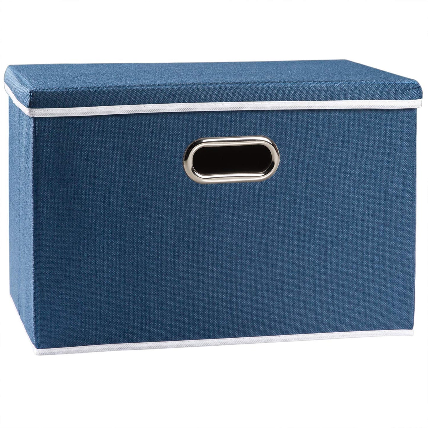 PRANDOM Large Collapsible Storage Bins with Lids [3-Pack] Jute Fabric Foldable Storage Boxes Organizer Containers Baskets Cube with Cover for Home Bedroom Closet Office Nursery (17.7x11.8x11.8)