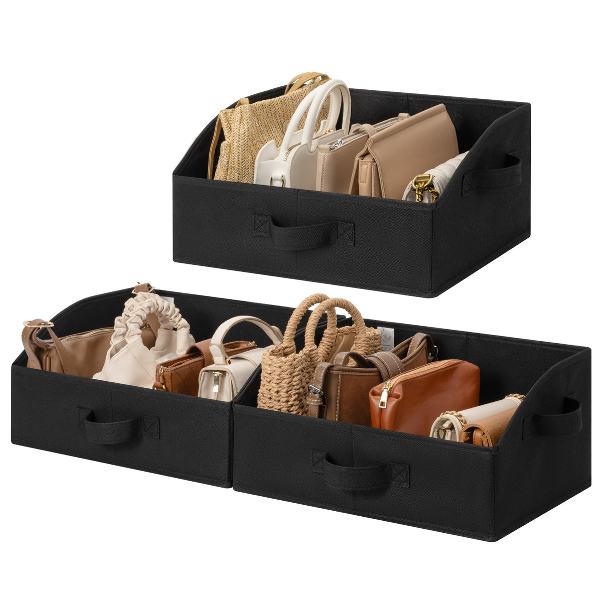 GRANNY SAYS Trapezoid Closet Storage Bins, Medium, Black, 3-Pack