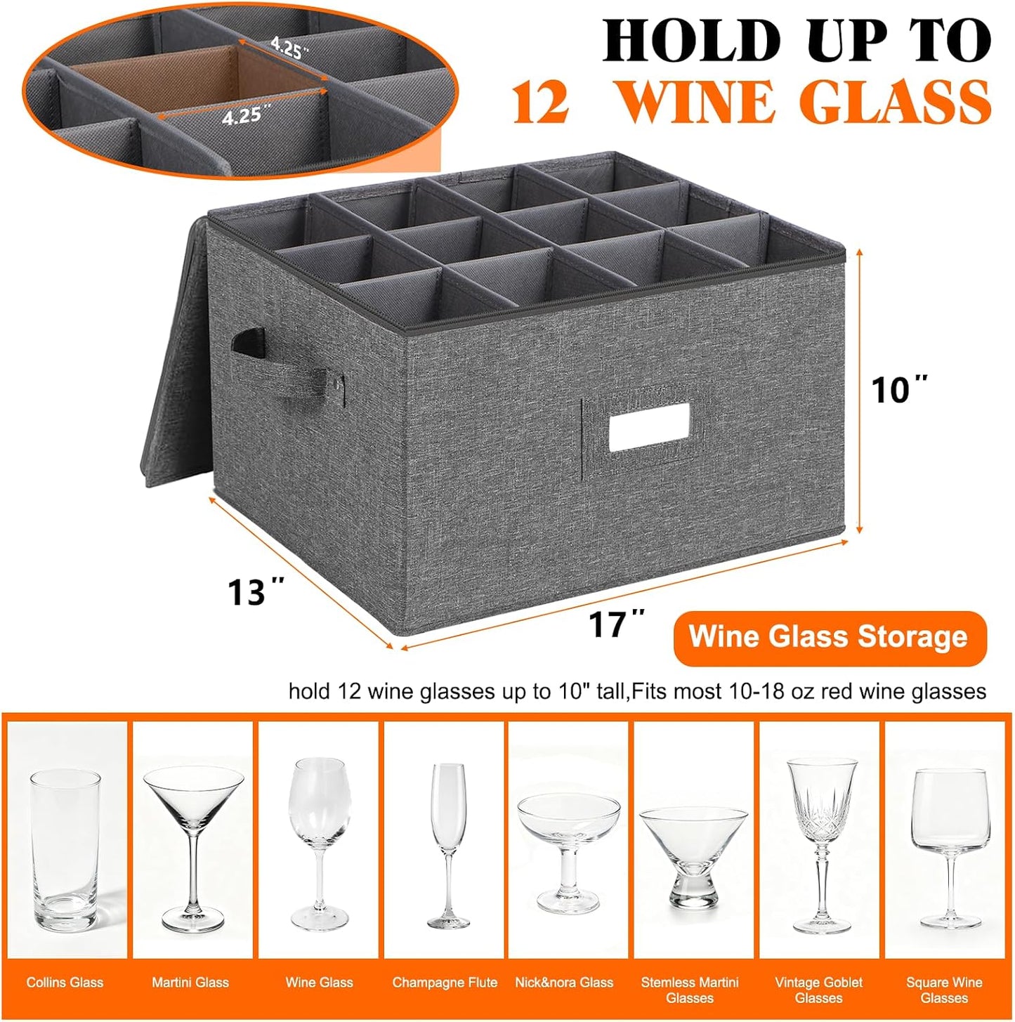 Stemware Storage Cases, Wine Glass Storage Box Containers for Crystal