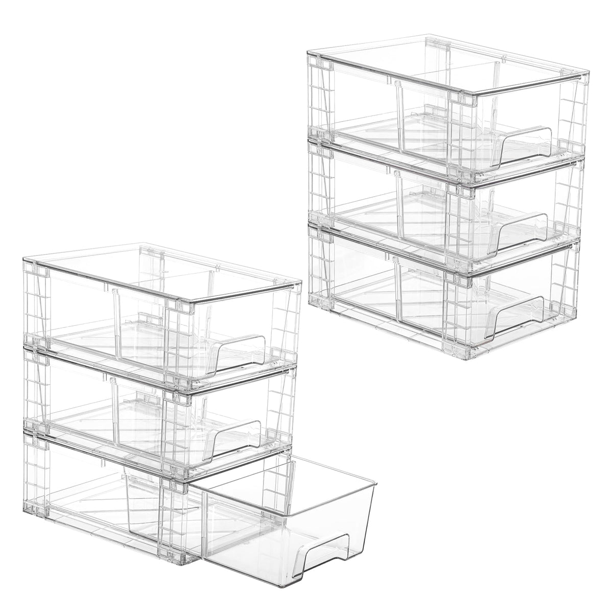 Vtopmart 4 Pack Stackable Clear Drawer with Dividers