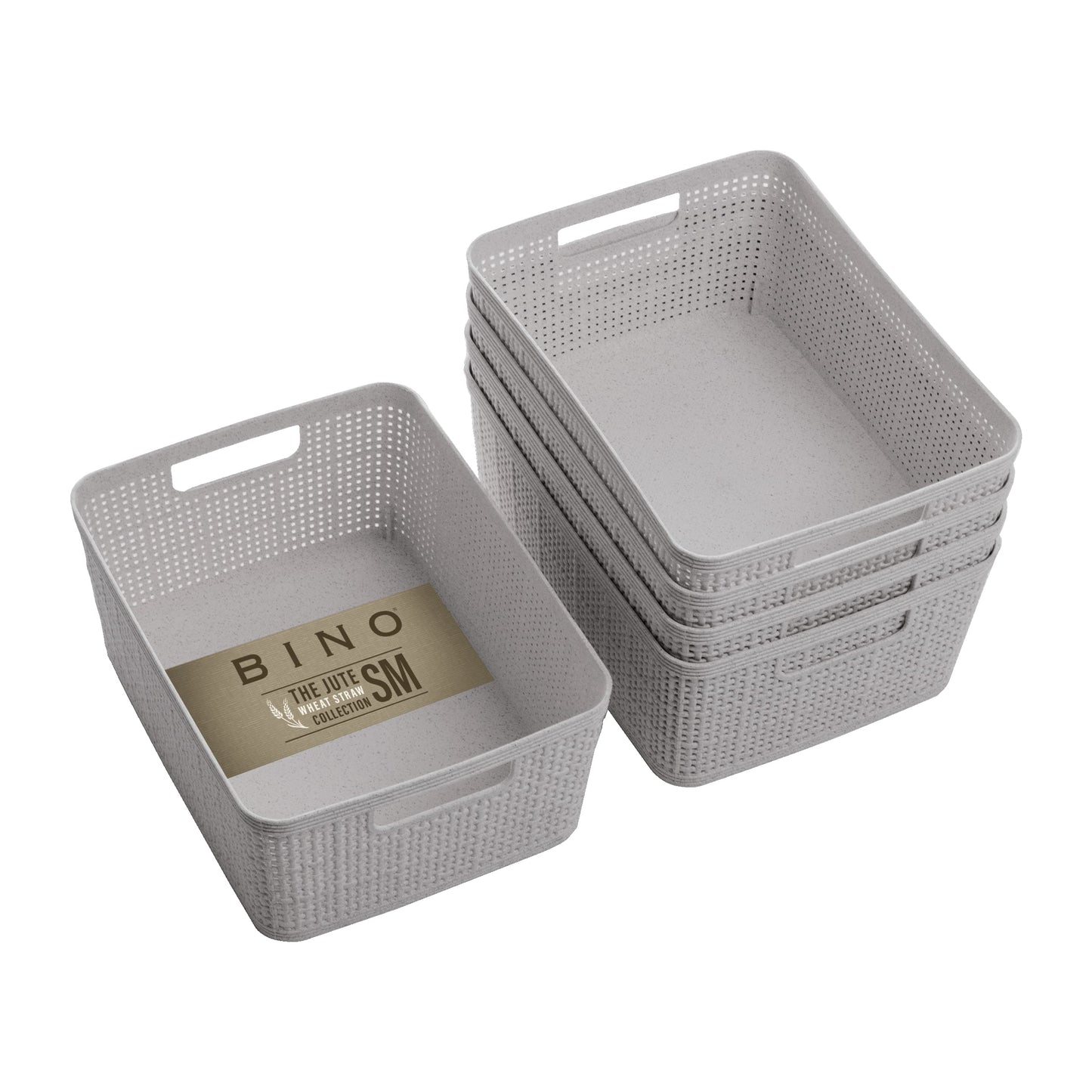 BINO Woven Plastic Basket | Large (Natural), 3-Pack | THE JUTE COLLECTION | Home Organization, Space-Saving Storage, Stylish Design | Plastic Storage Basket