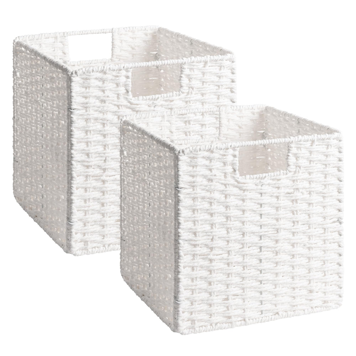 StorageWorks 9 inch Wicker Baskets for Storage, Square Baskets, Natural