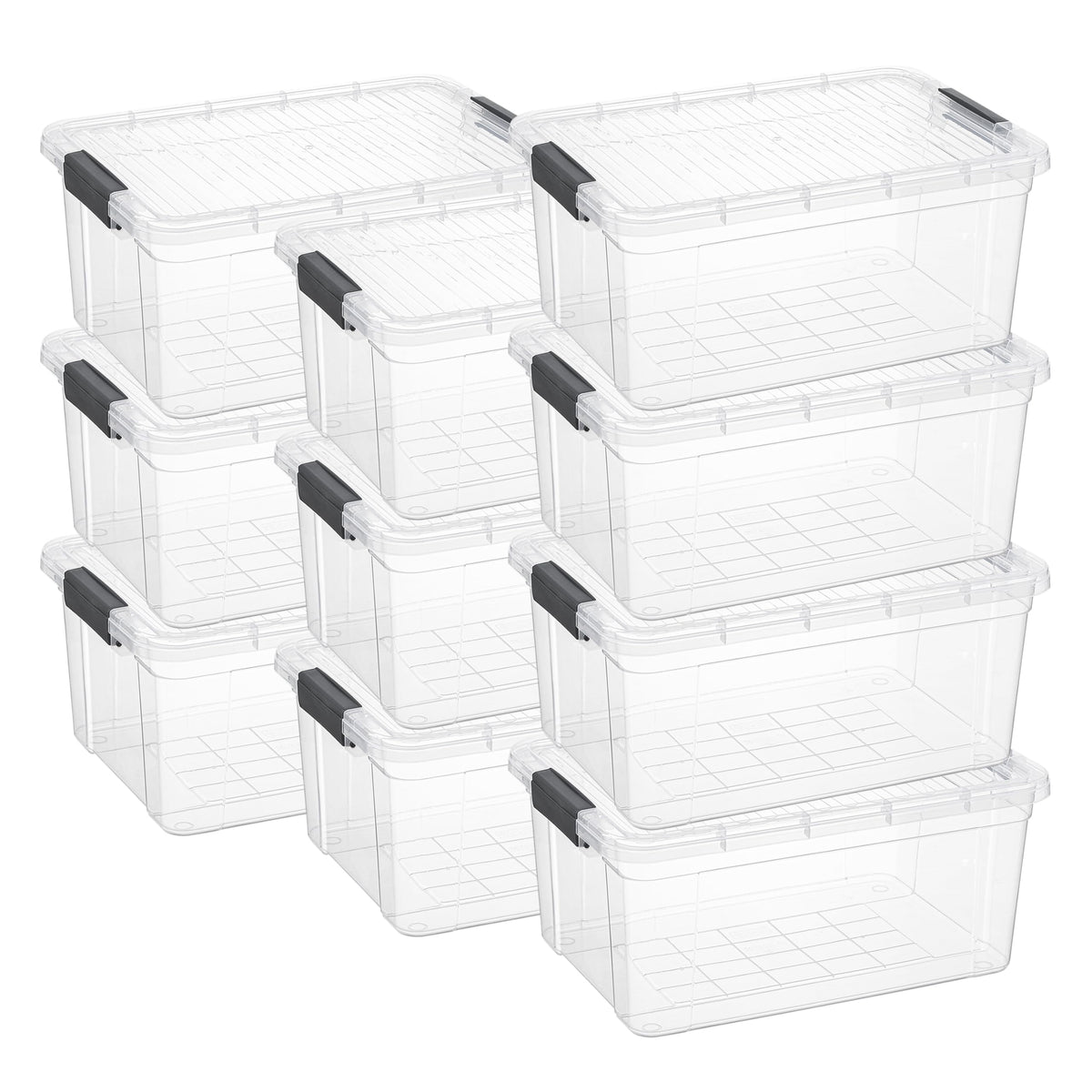 Superio Clear Plastic Storage Bins with Lid, 4.5 Quart Box, Organizing Containers, Stackable Plastic Tote for Home, Garage, Dorm, School, and Office