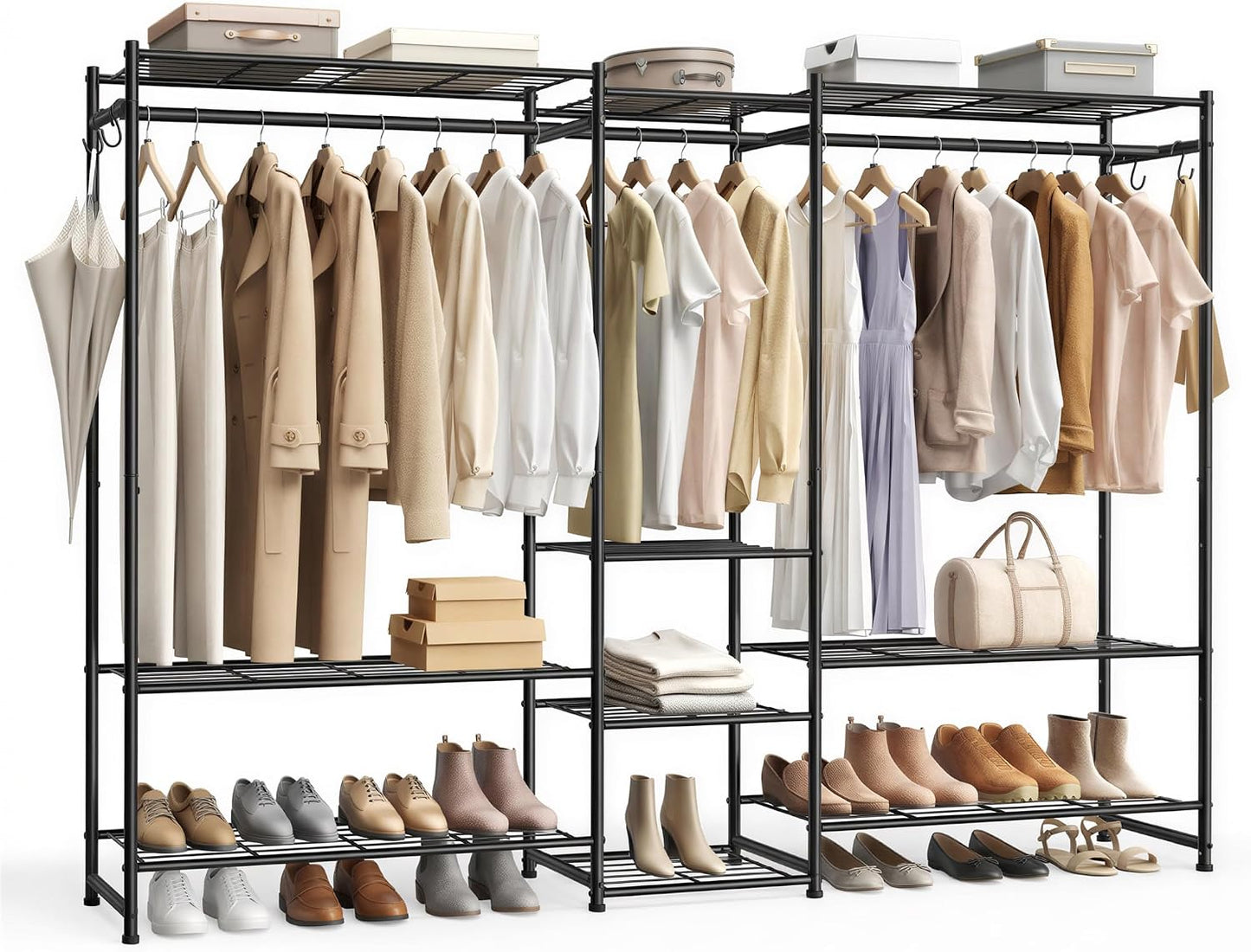SONGMICS Portable Closet Wardrobe, Freestanding Clothing Rack