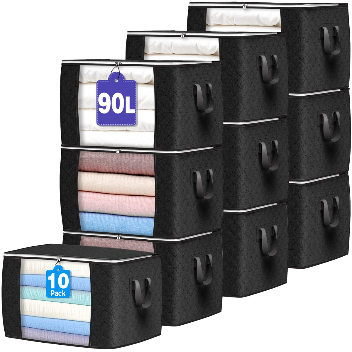 90L Large Storage Bags, 6 Pack Clothes Storage Bins Closet Organizers