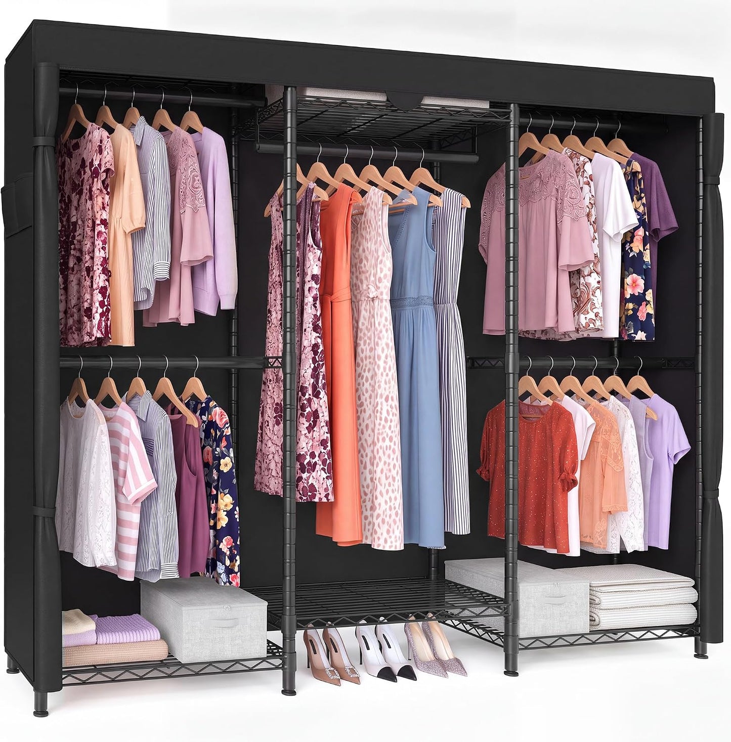 SONGMICS Closet Organizers and Storage, Clothes Rack with Shelves