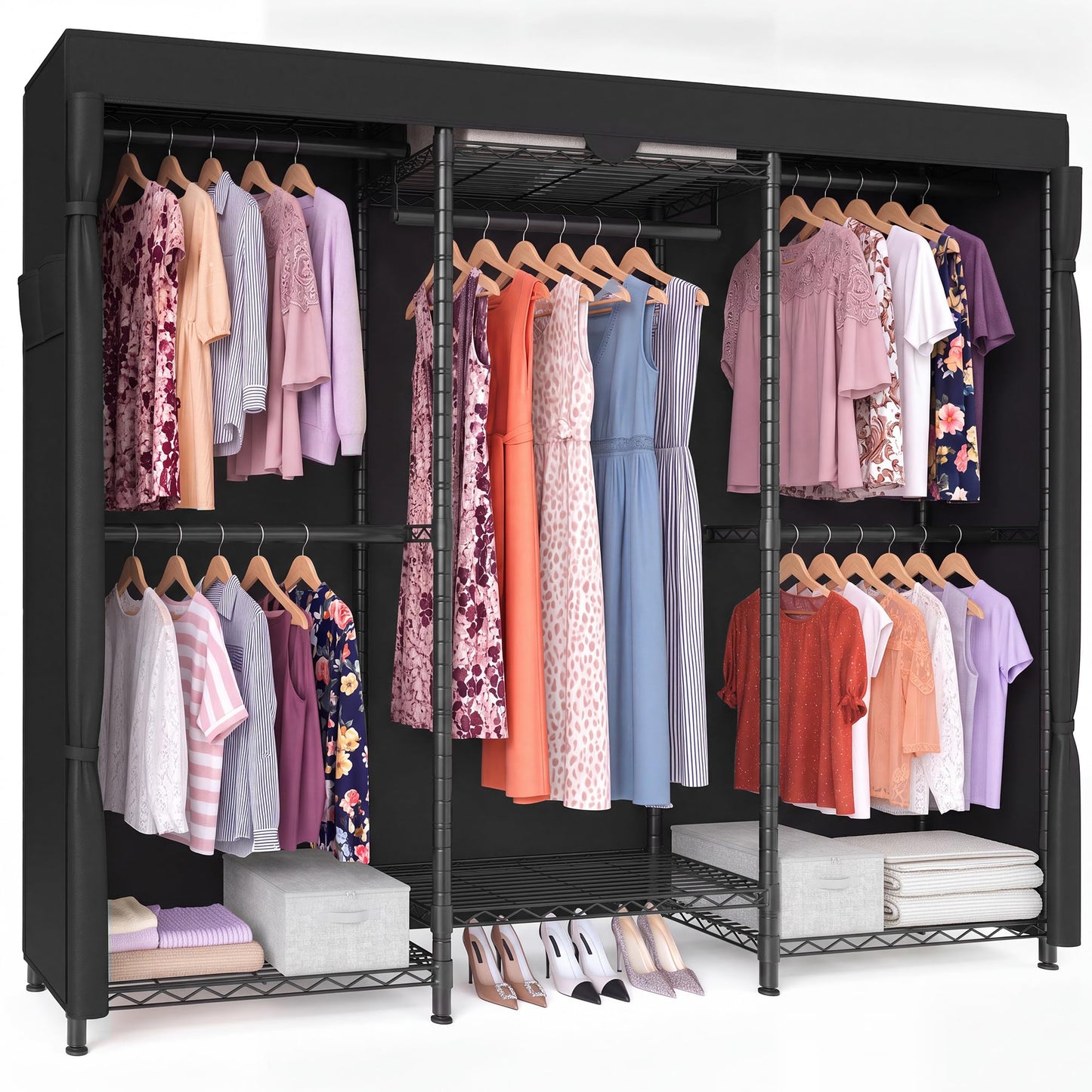 SONGMICS Closet Organizers and Storage, Clothes Rack with Shelves