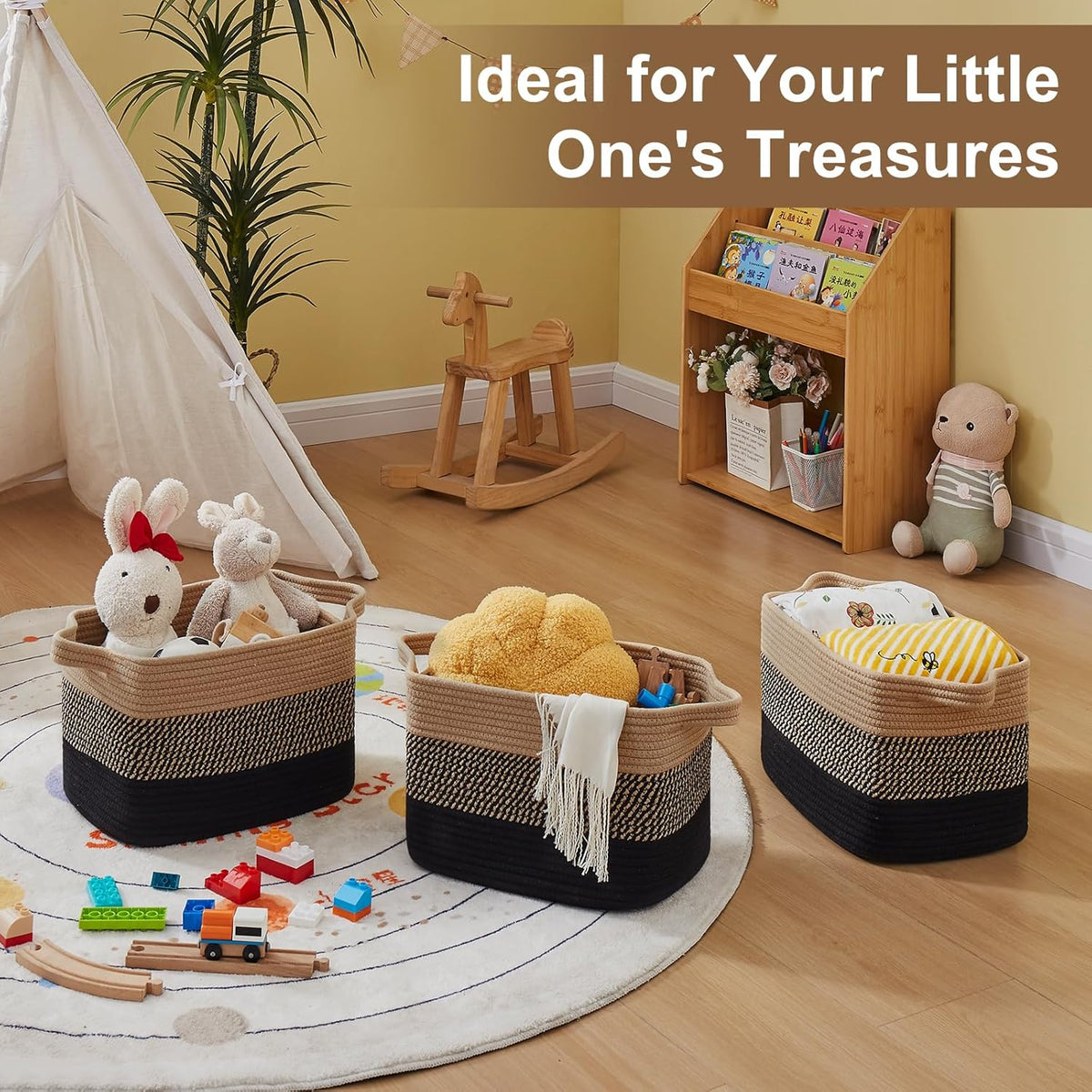 OIASKET Storage Basket for Organizing 3 Pack, Woven Baskets for Storage