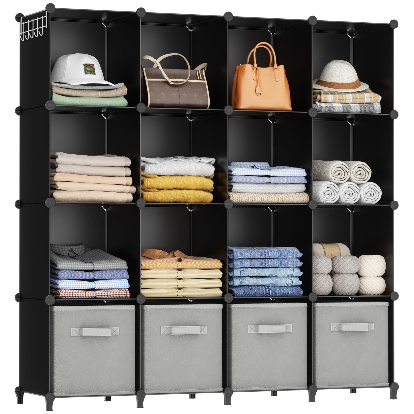 HOMIDEC Closet Organizers and Storage, 9 Cube Storage Organizer, Black