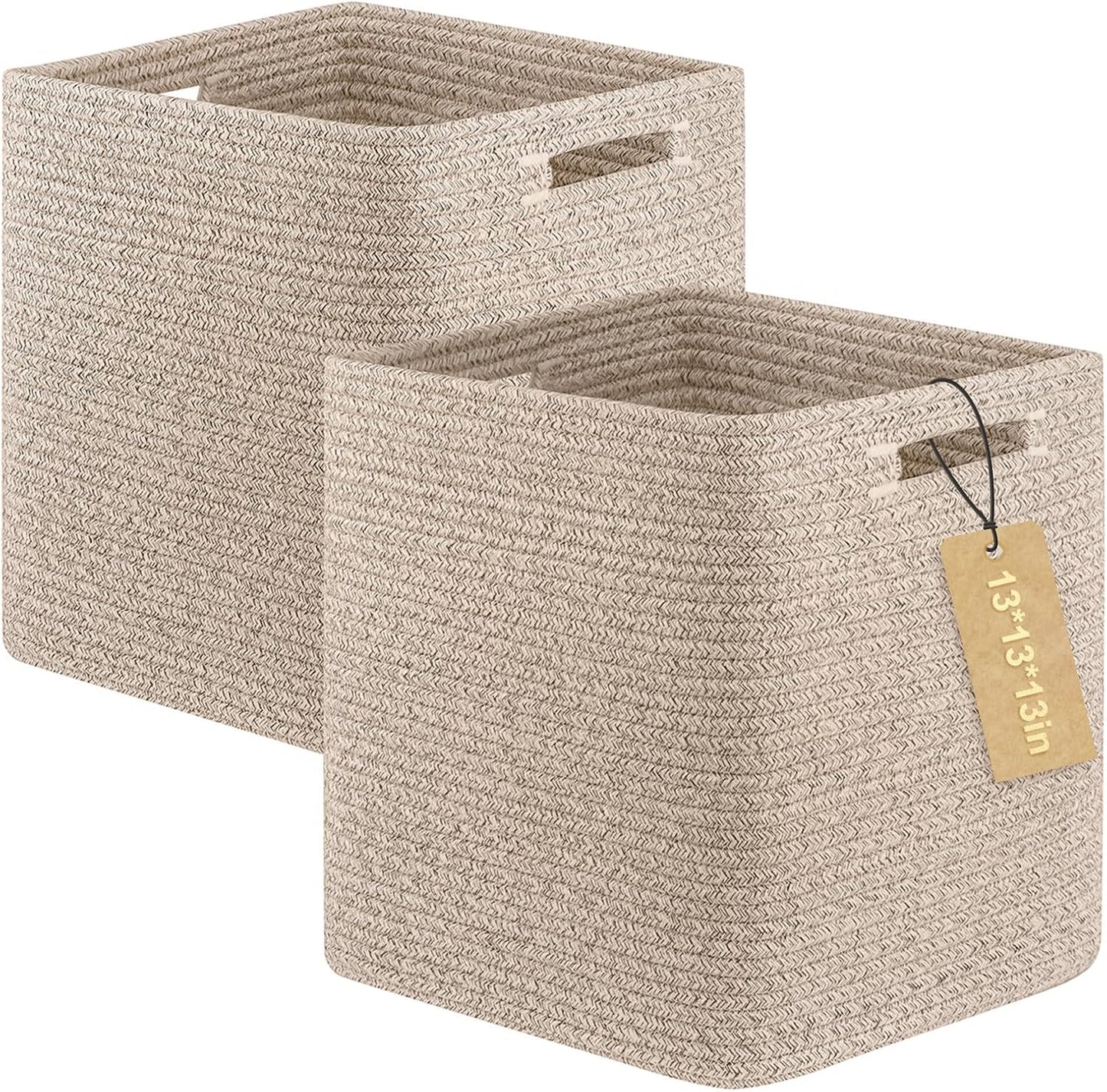 OIAHOMY 2 PACK Cube Storage Bin 13 Inch Collapsible Storage Cube Brown