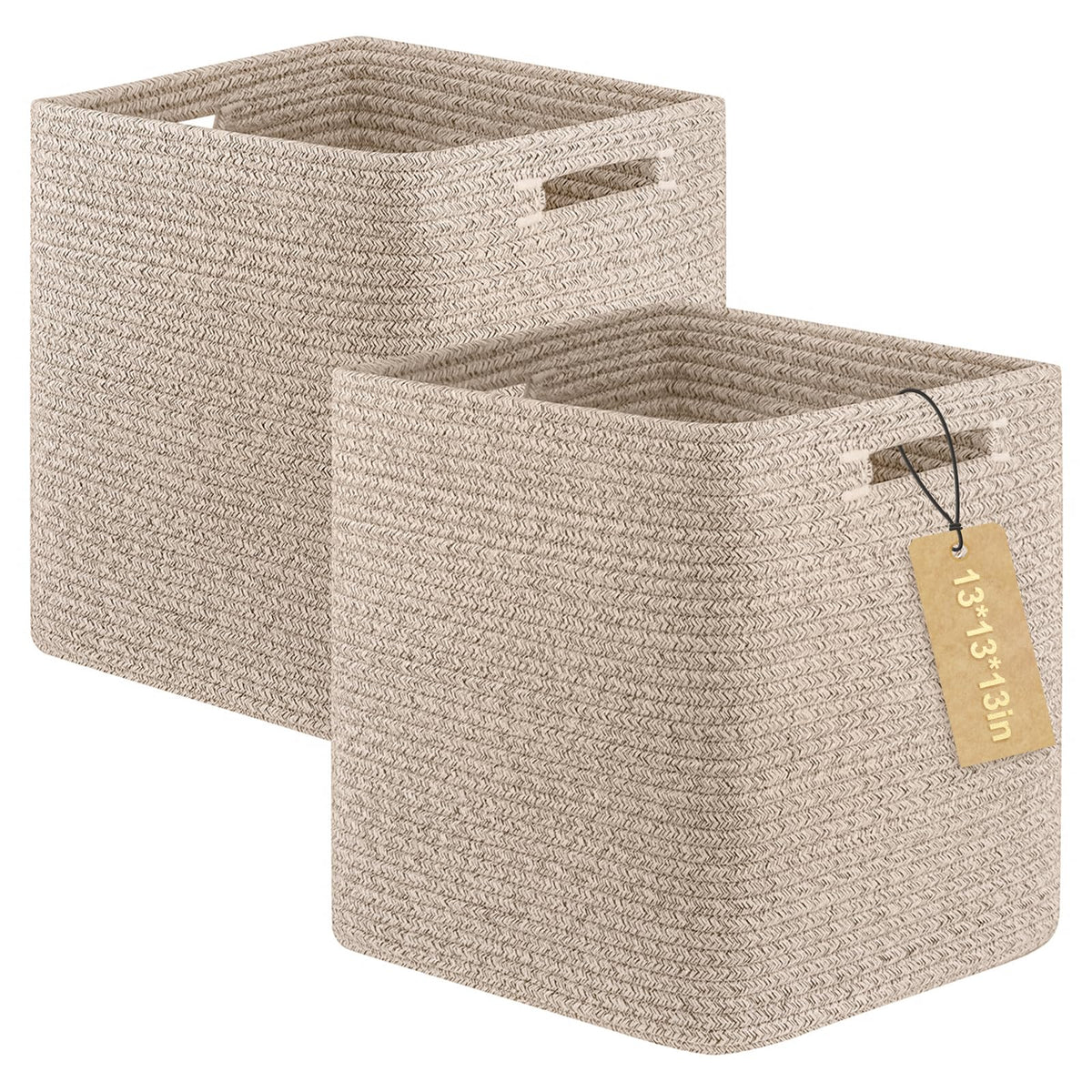 OIAHOMY 2 PACK Cube Storage Bin 13 Inch Collapsible Storage Cube Brown