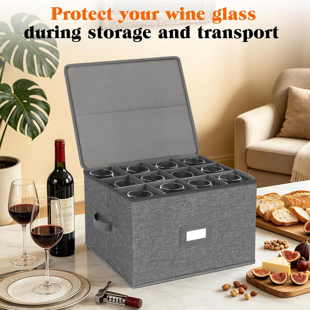 Stemware Storage Cases, Wine Glass Storage Box Containers for Crystal