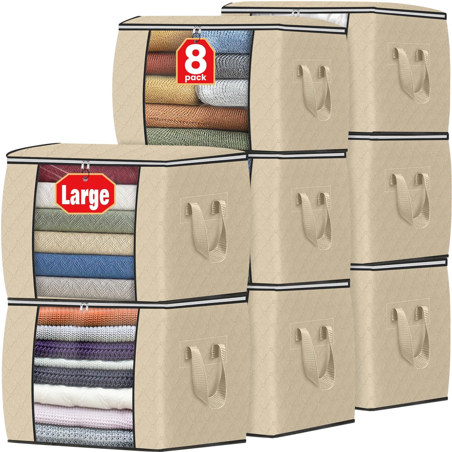 Fab totes 6 Pack Storage Bags for Clothes Blanket Storage Bins with Lids