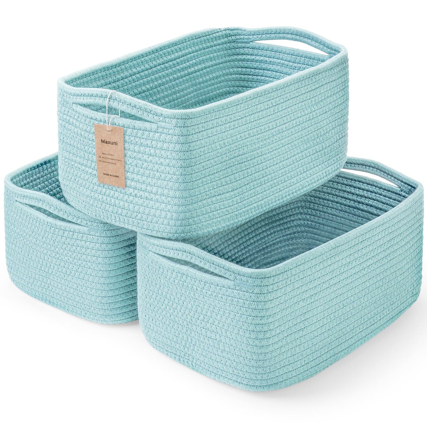 3 Pack Small Storage Baskets for Organizing, 11.8×7.8×5.1", Mixed Brown