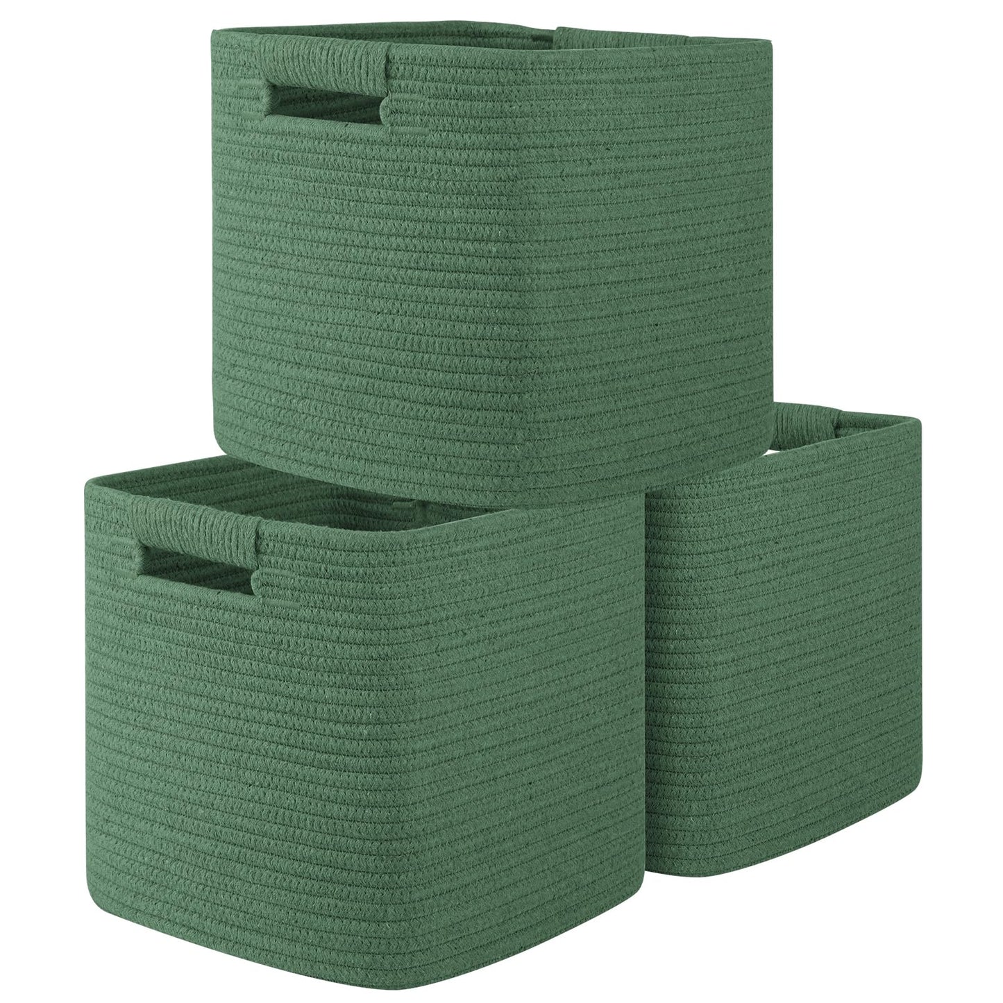 OIAHOMY Storage Cubes 11 Inch Storage Bins 3-Pack Square Baskets Brown