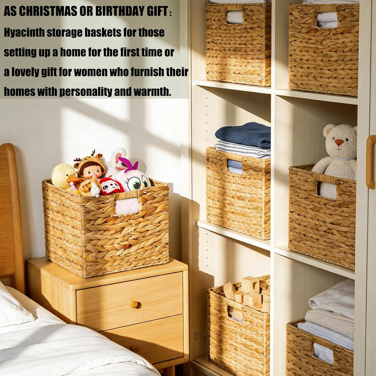 11x11in Storage Baskets 4 Pcs Storage Bins for Shelves,Laundry Organizers