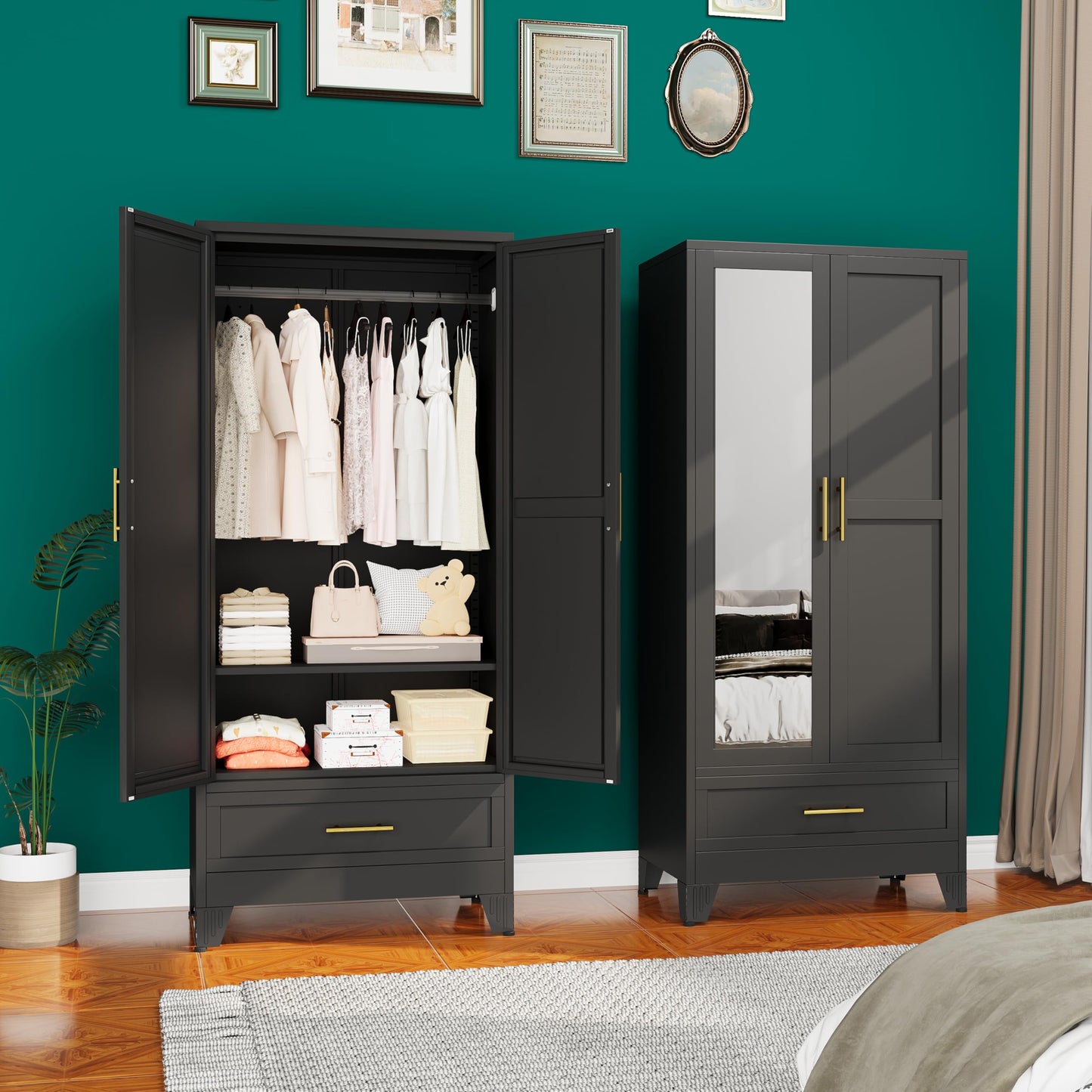 erosoei Metal Armoire Wardrobe Closet, 71 "Metal Clothing Storage Cabinet