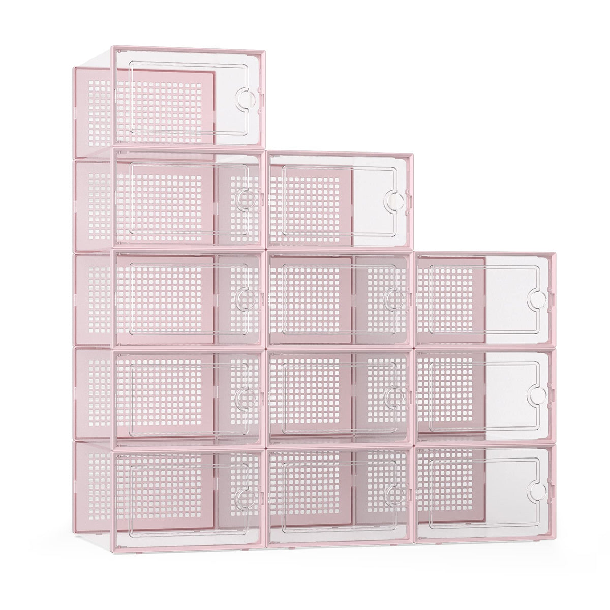 Kuject X-Large Shoe Storage Boxes 12 Pack, Clear Stackable Shoe Organizer