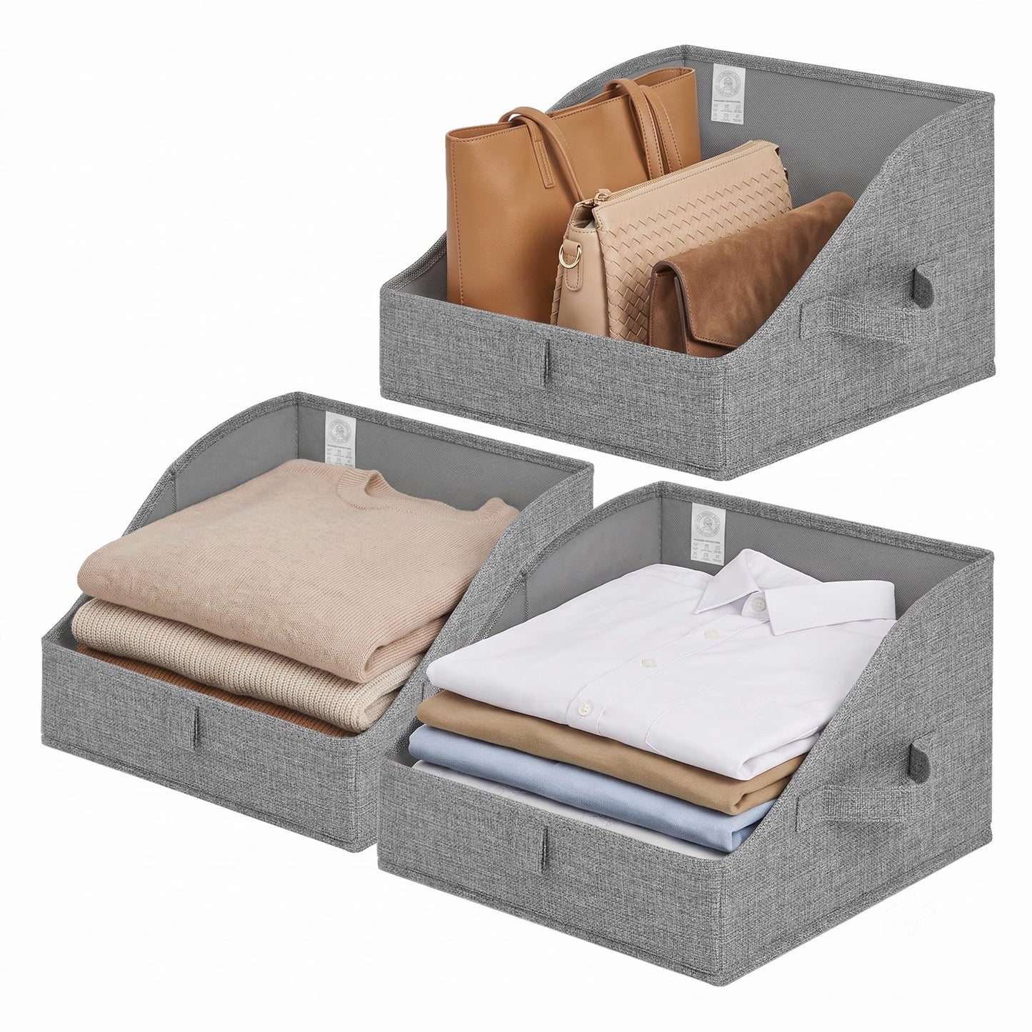 GRANNY SAYS Trapezoid Closet Storage Bins, Medium, Black, 3-Pack