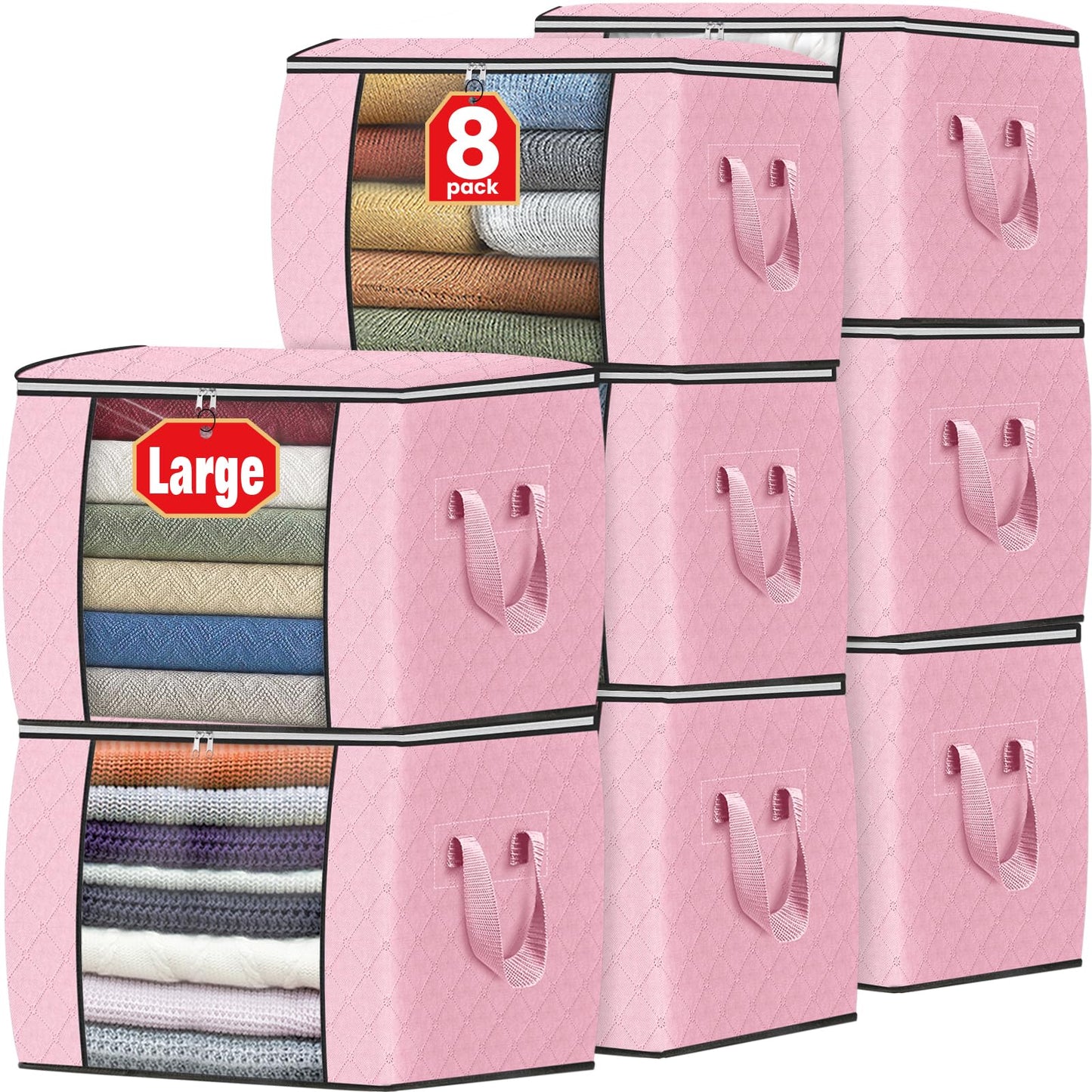 Fab totes 6 Pack Storage Bags for Clothes Blanket Storage Bins with Lids