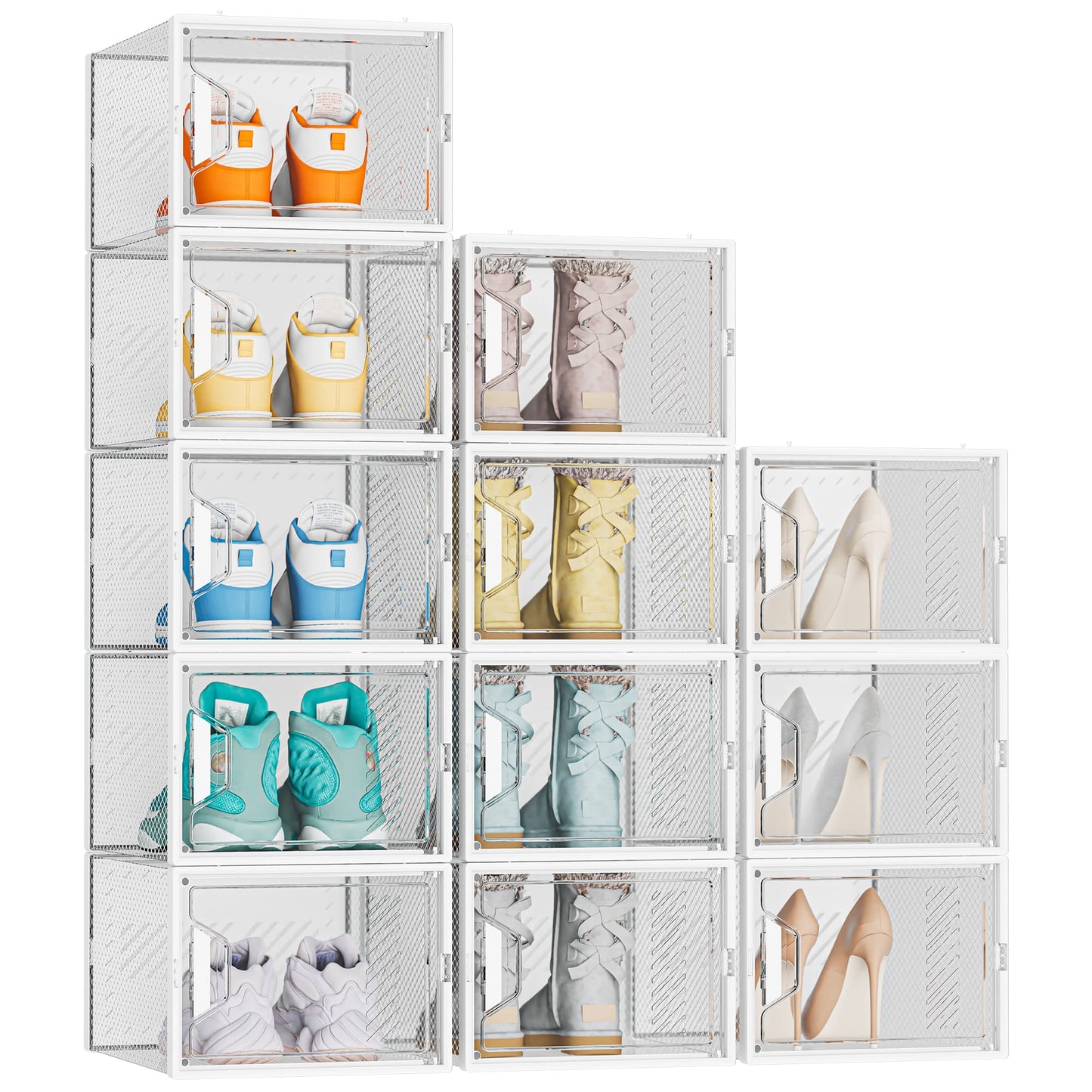 SIMPDIY Clear Shoe Storage Boxes, Stackable Shoe Organizer for Closet