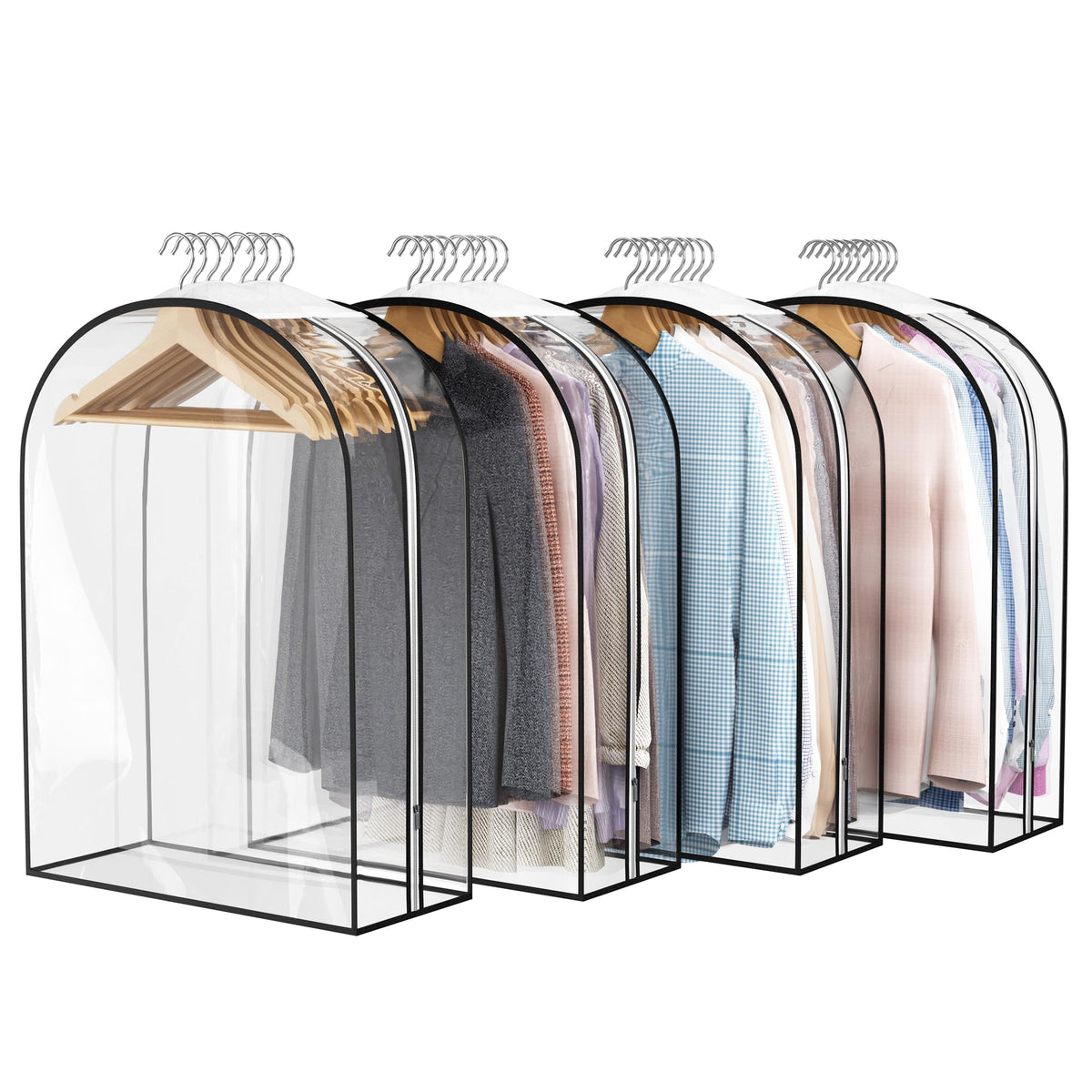 Liuoud Clear Garment Bags for Hanging Clothes 10” Gusseted, 4 Pack, 40”