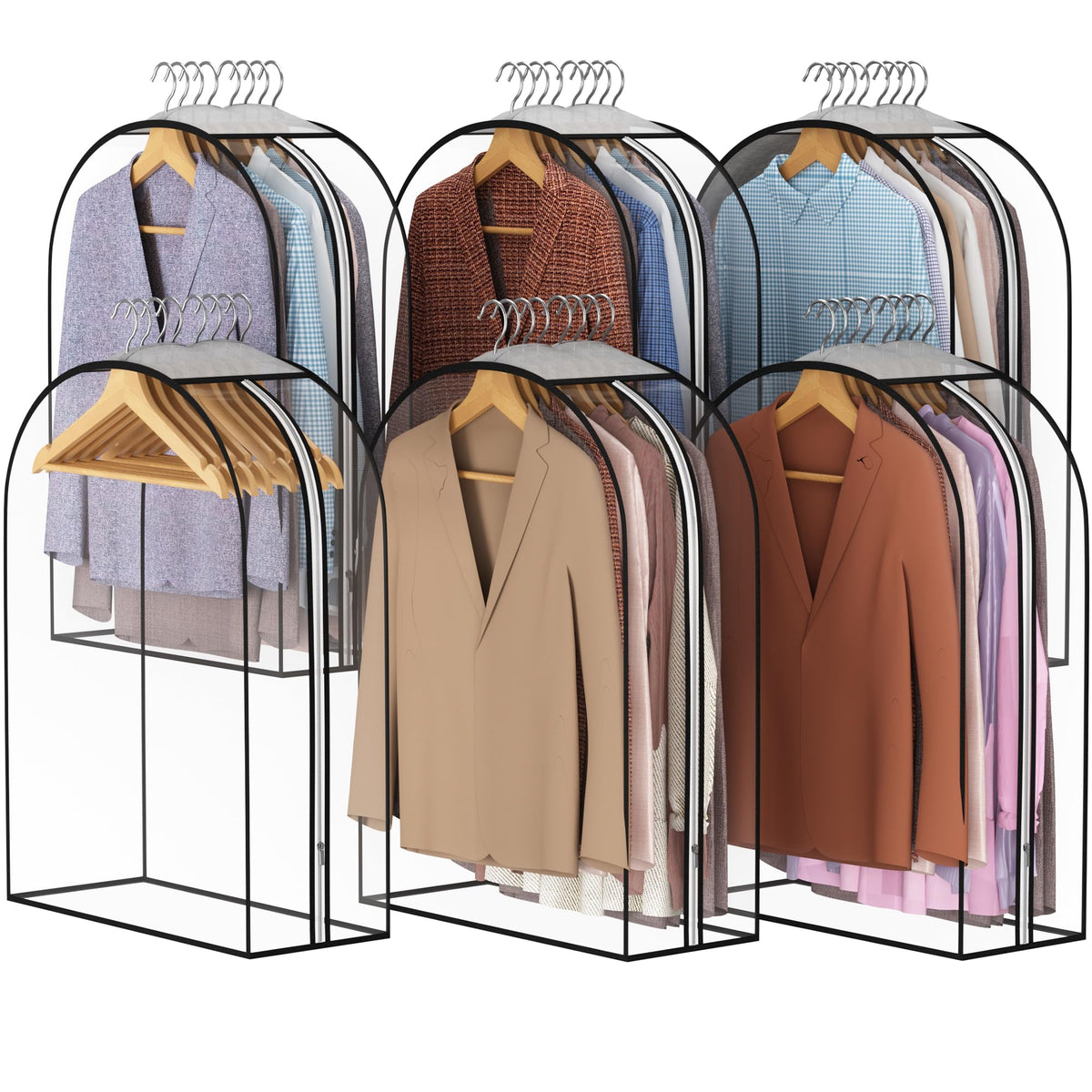 Liuoud Clear Garment Bags for Hanging Clothes 10” Gusseted, 4 Pack, 40”