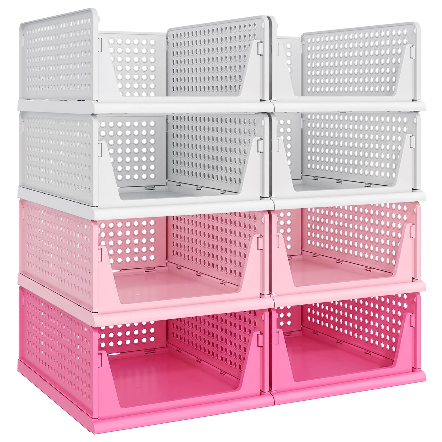 Pinkpum 6 Pack Closet Organizer Storage Bins Stackable Plastic Drawer Shelf