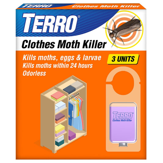 TERRO Clothes Moth Killer, 3-Pack, Kills Adult Moths, Larvae & Eggs